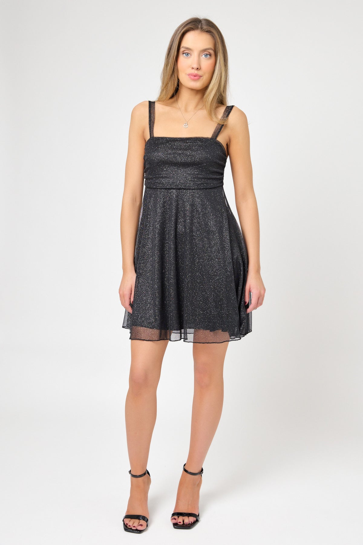 Glitter Mesh Skater Dress