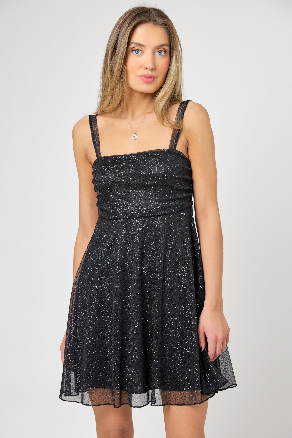 Glitter Mesh Skater Dress
