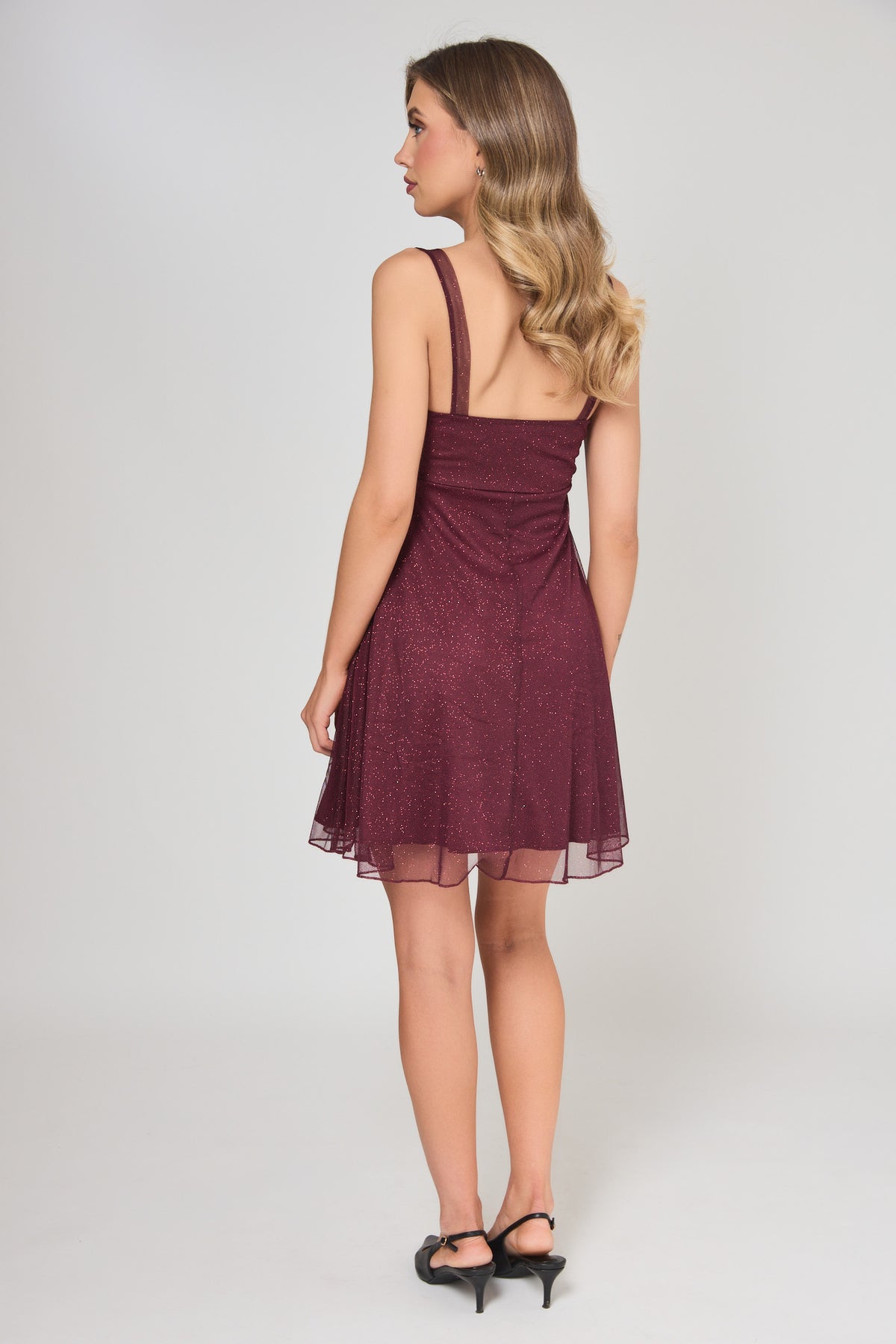 Glitter Mesh Skater Dress