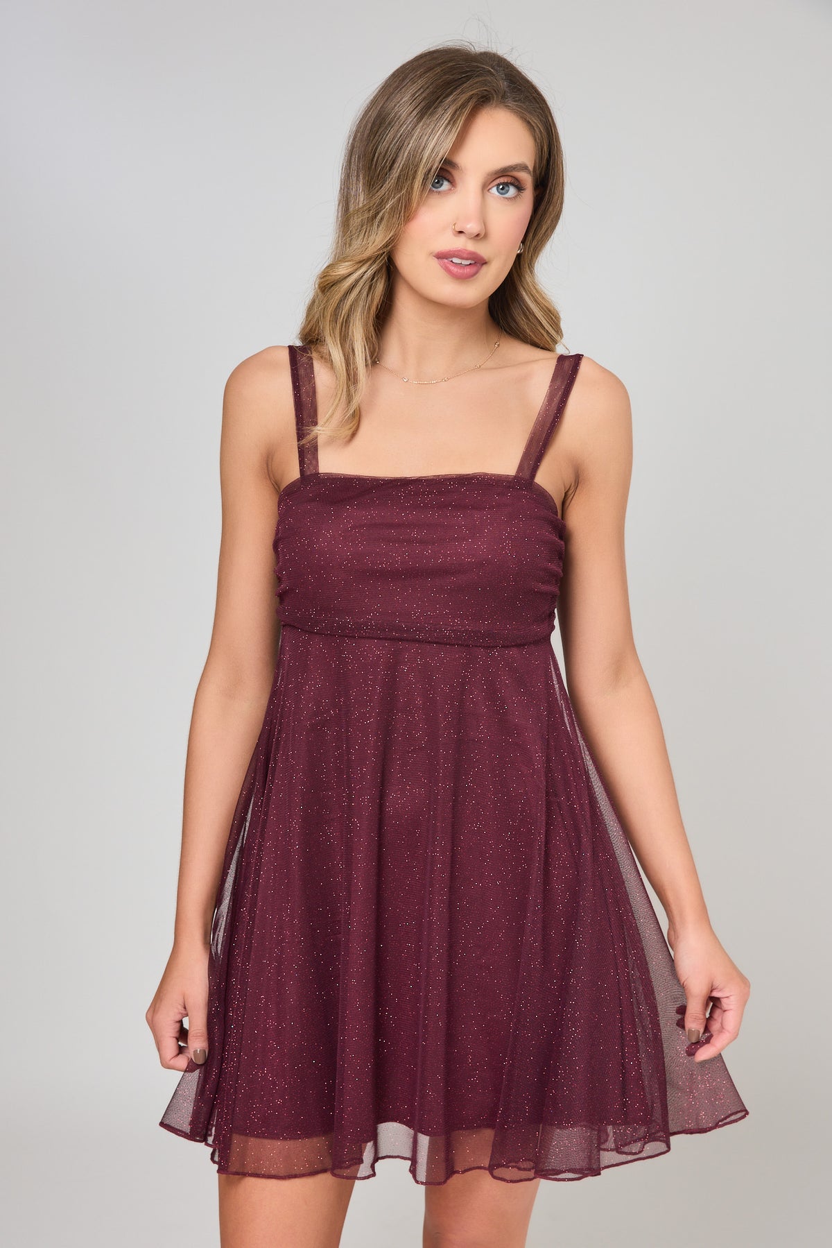 Glitter Mesh Skater Dress