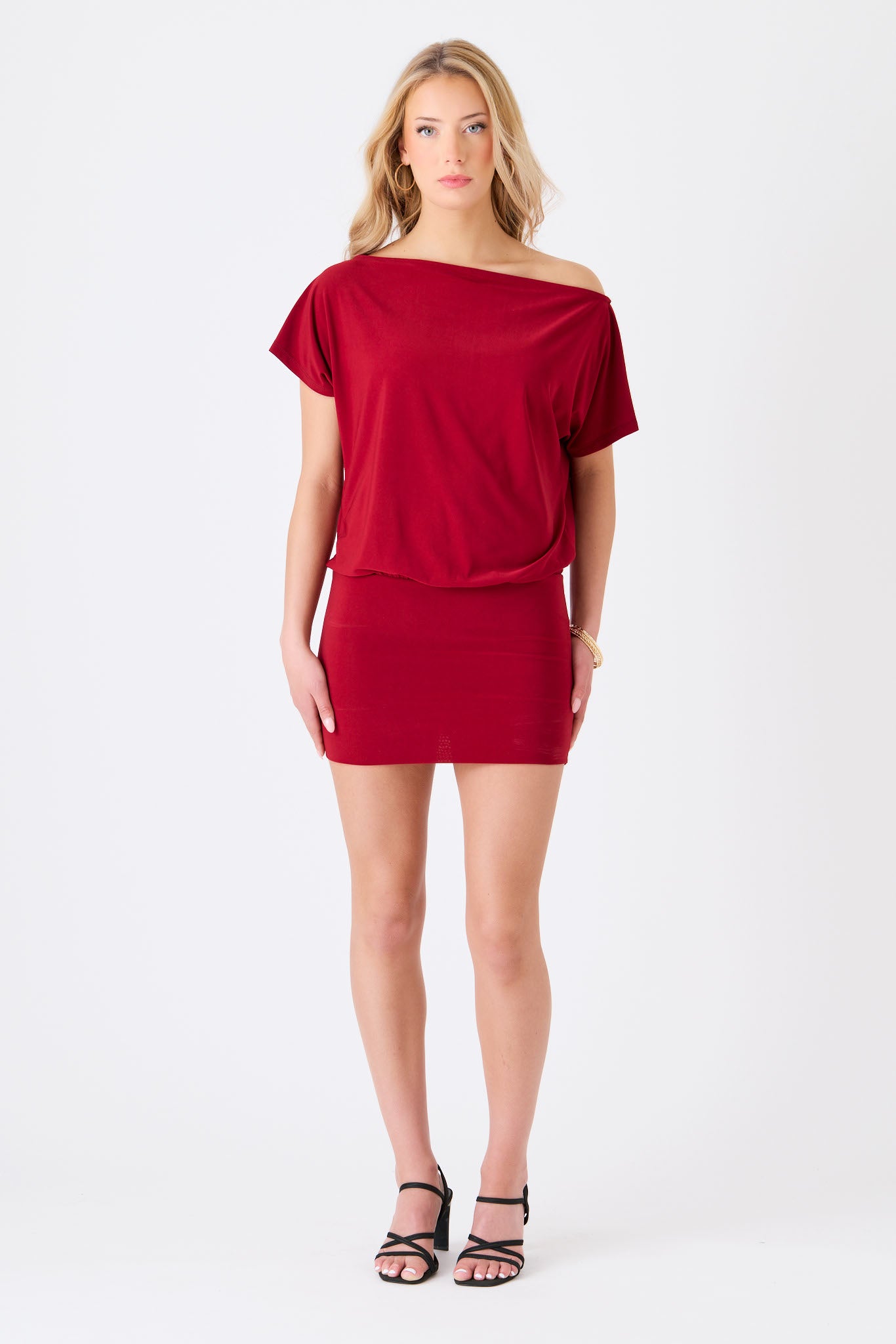 Off-The-Shoulder Dress with Banded Bottom