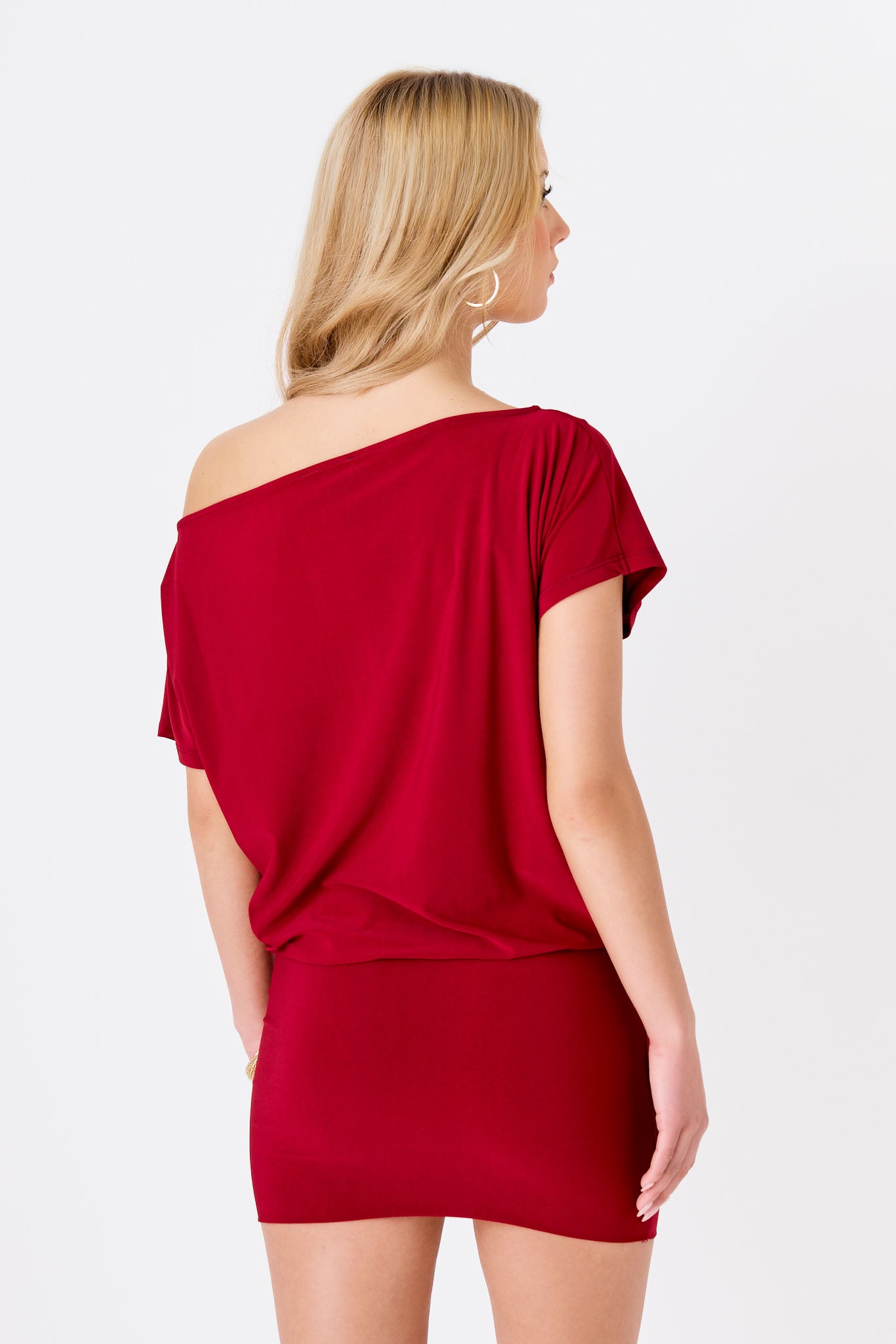 Off-The-Shoulder Dress with Banded Bottom