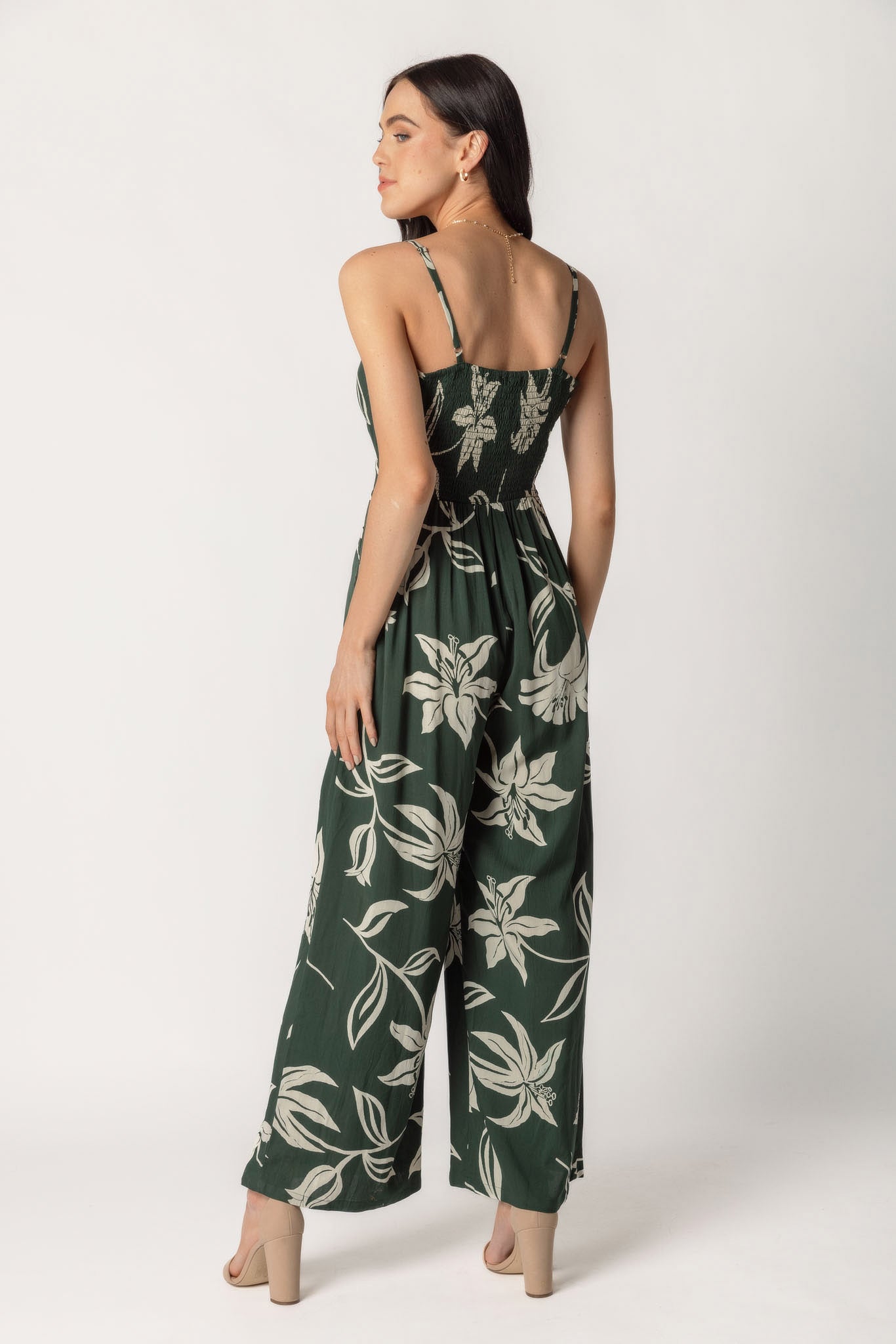 Lily Spaghetti Strap Knotted Bust Wide Leg Jumpsuit