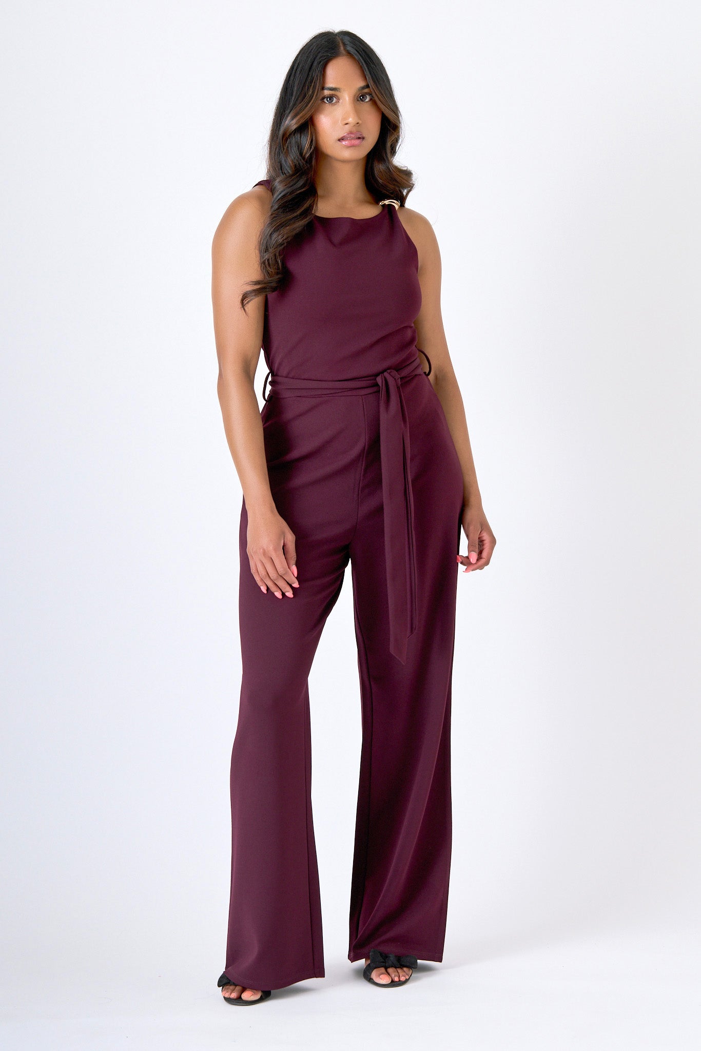 Stretch Crepe Buckle-Detail Jumpsuit