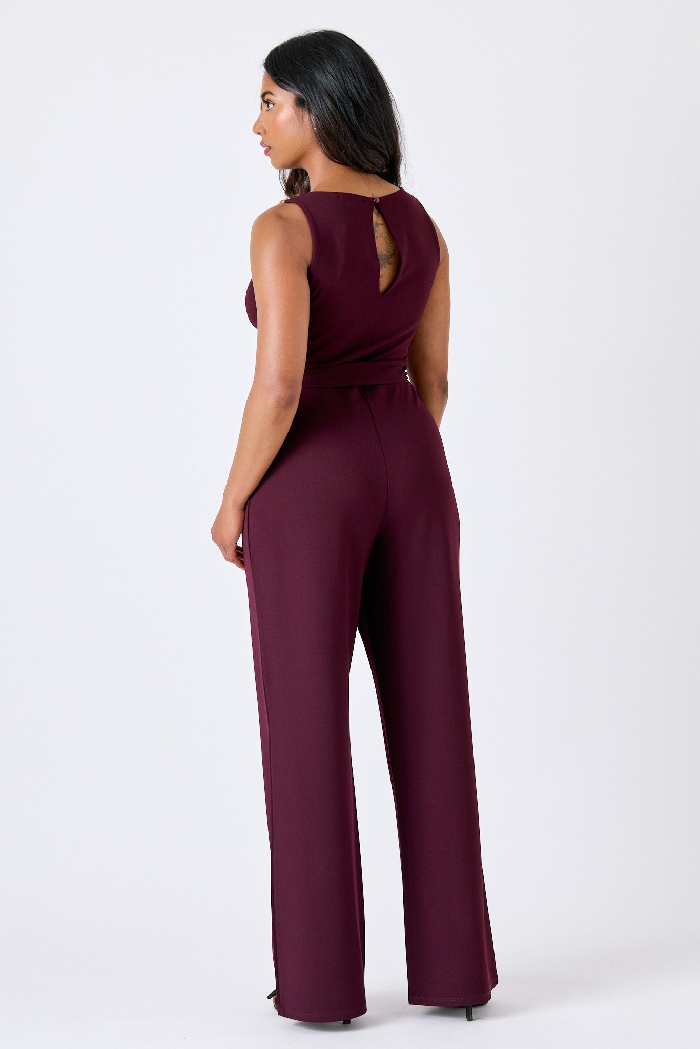 Stretch Crepe Buckle Detail Jumpsuit