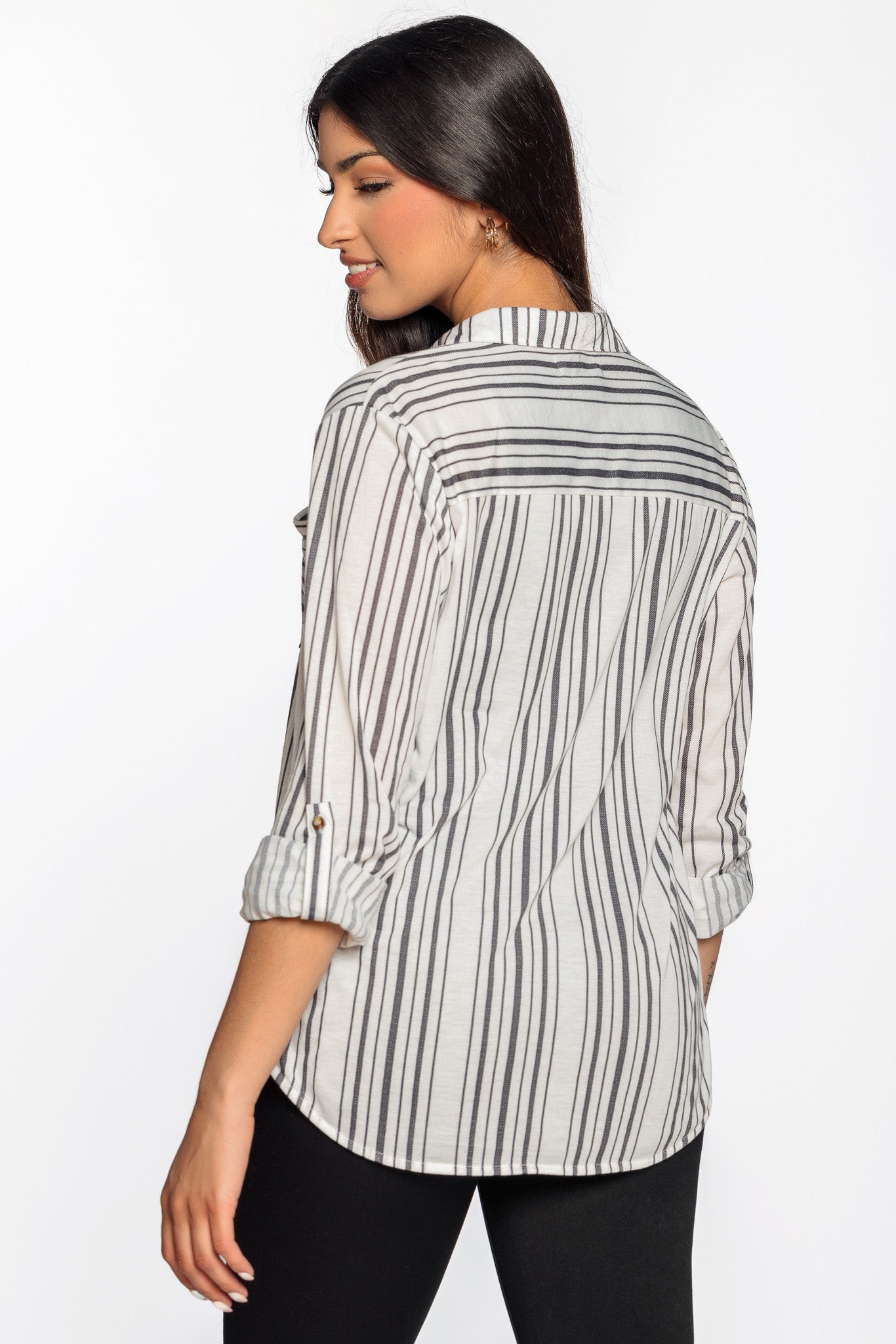 Black &amp; White Stripe Button-Up Shirt