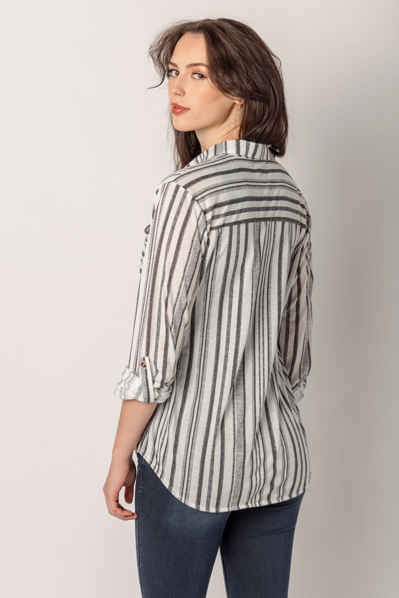 Charcoal Stripe Button-Up Shirt