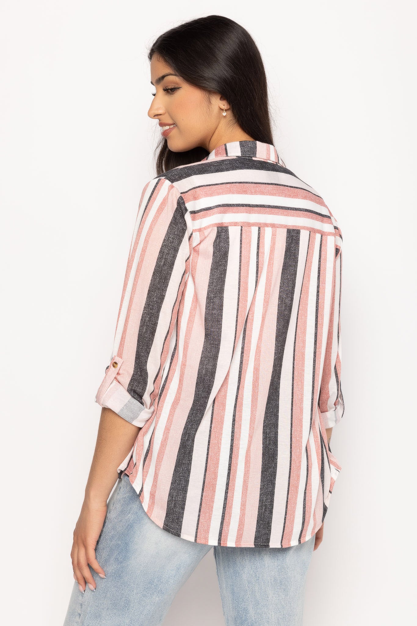 Striped Shirt with Roll-Up Sleeves