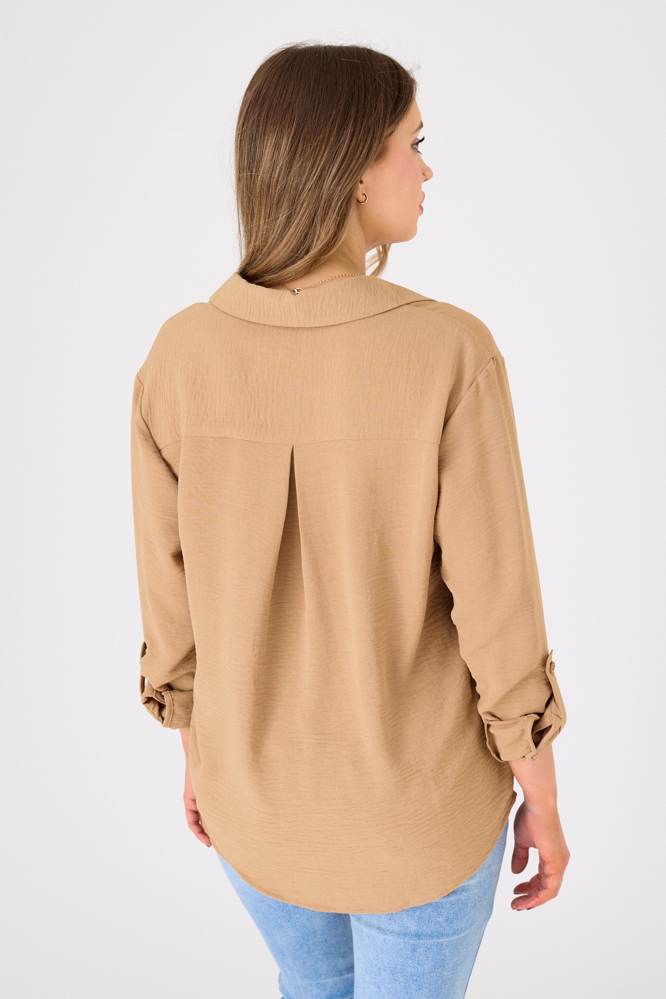 Airflow Blouse with Roll-Up Sleeves