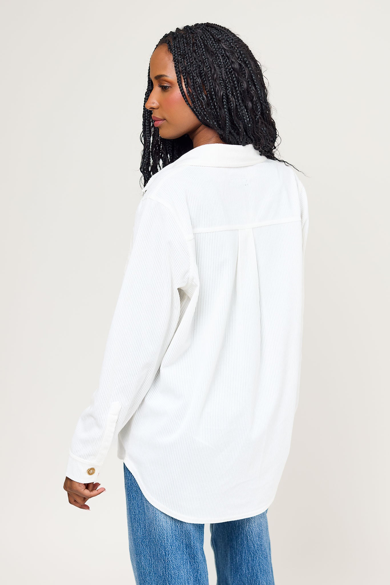 Velvet Corduroy Button-Front Shirt