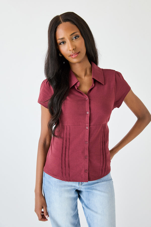 Jersey Cap Sleeve Tie-Back Shirt