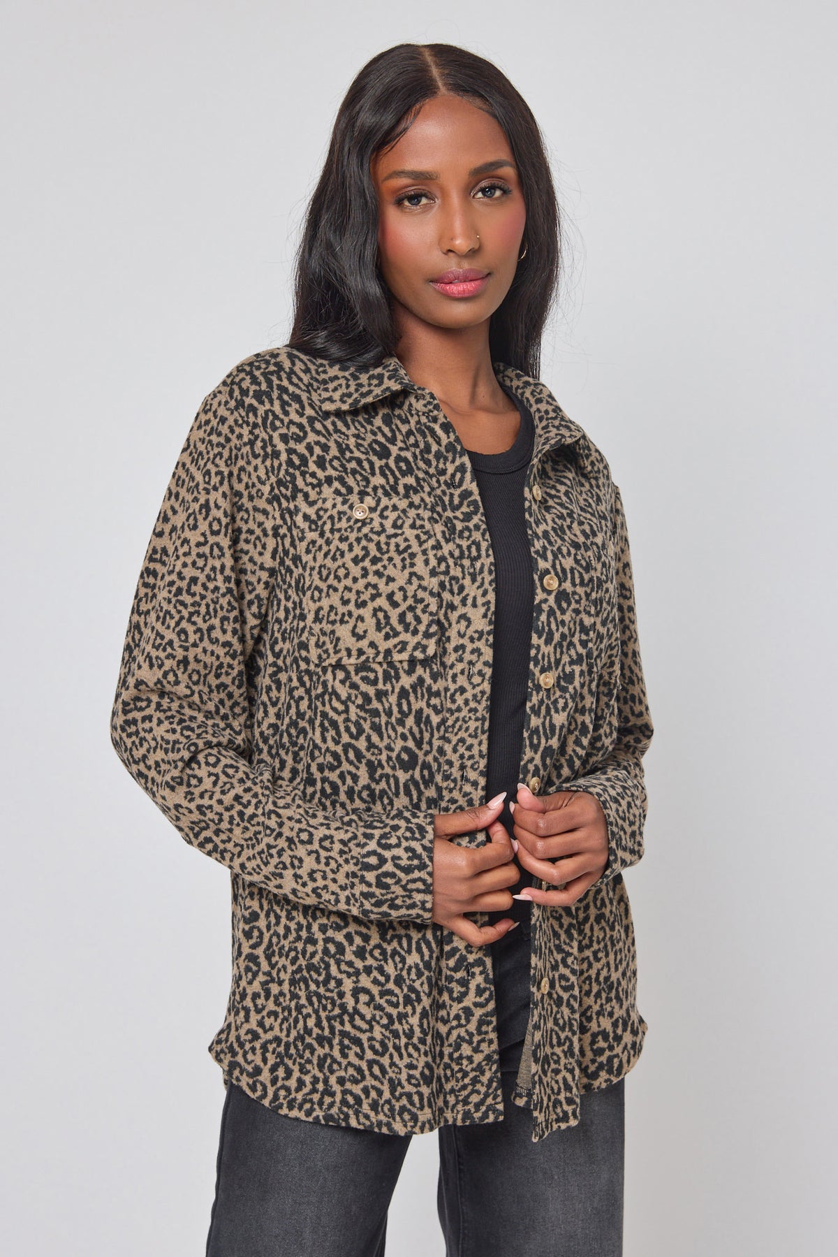 Animal Print Knit Shirt