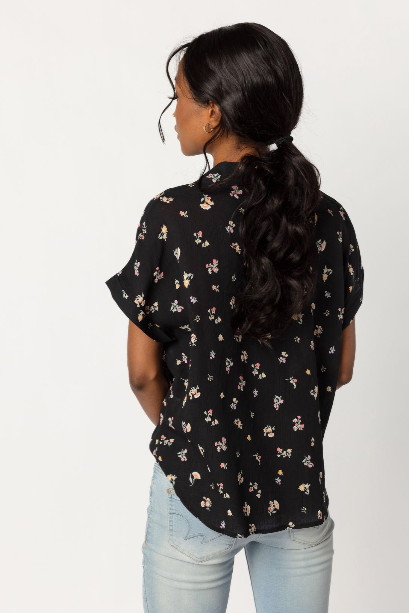 Ditsy Floral Tie-Front Shirt