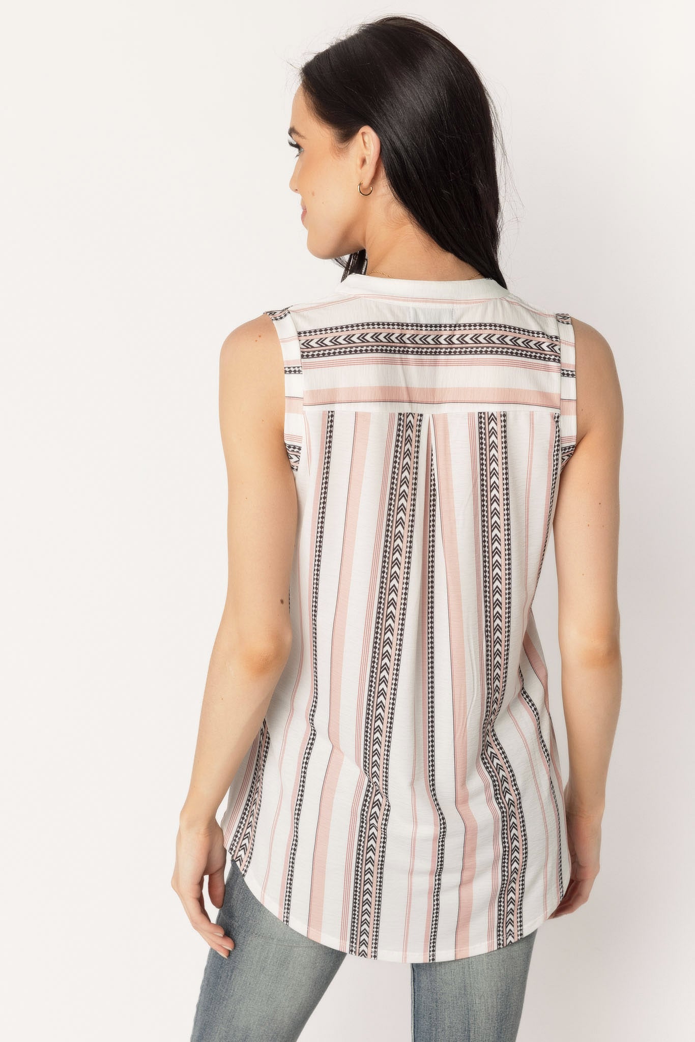 Novelty Stripe Bulgari Sleeveless Blouse