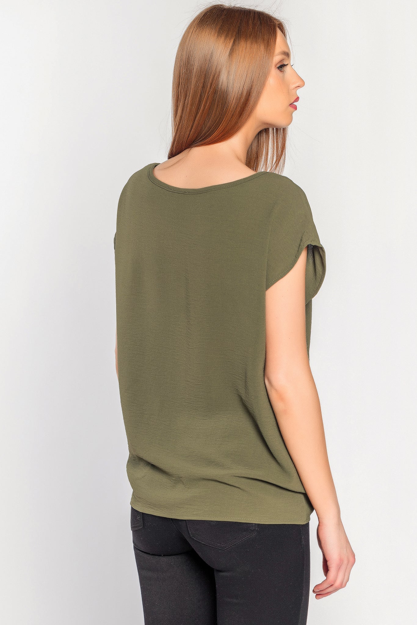 Airflow Short Sleeve Blouse with Knotted Hem