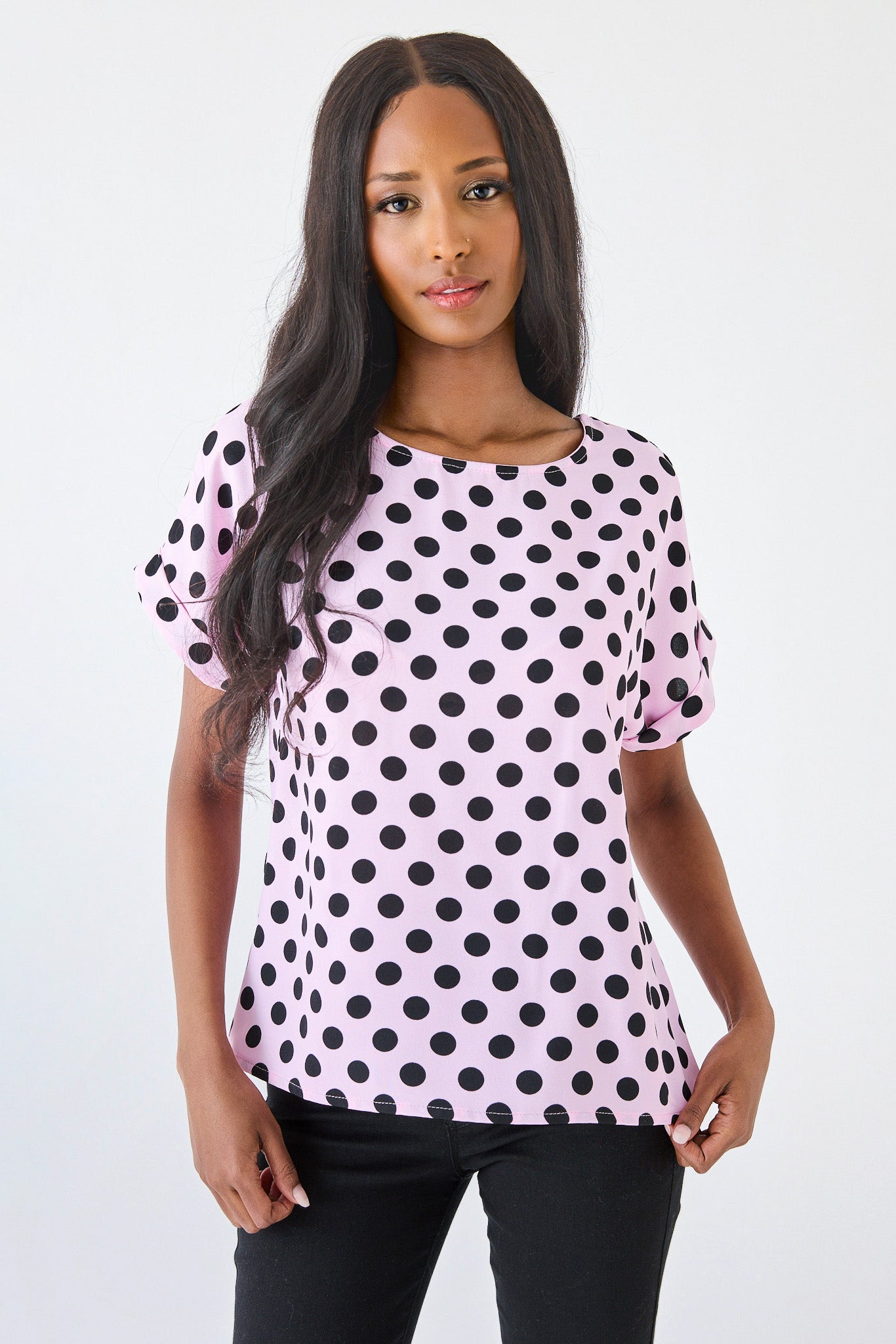 Blouse à manches courtes à pois