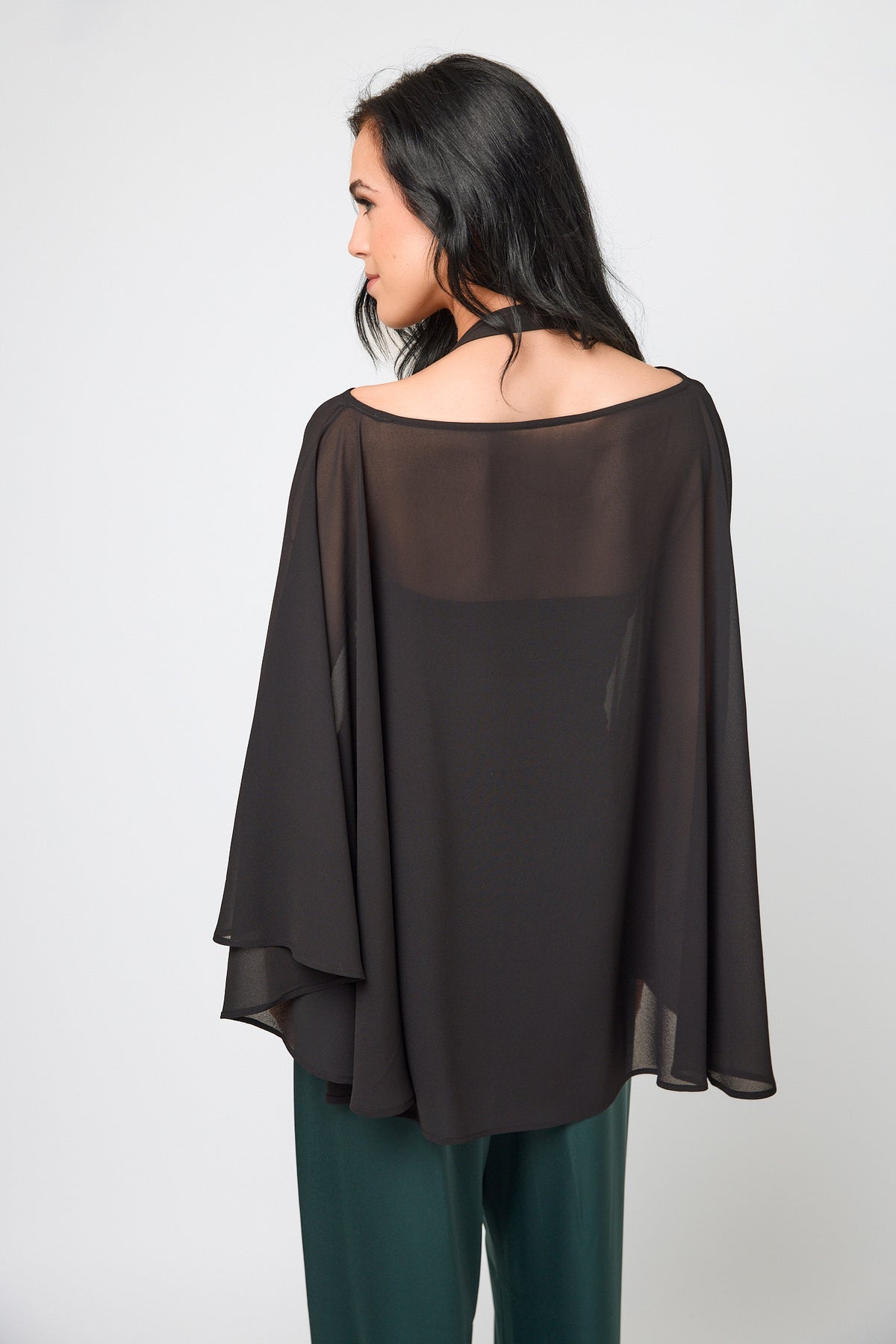 Sheer Chiffon Asymmetric Poncho