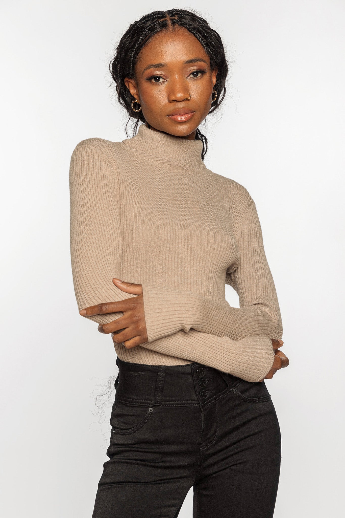 Long sleeve hot sale ribbed turtleneck