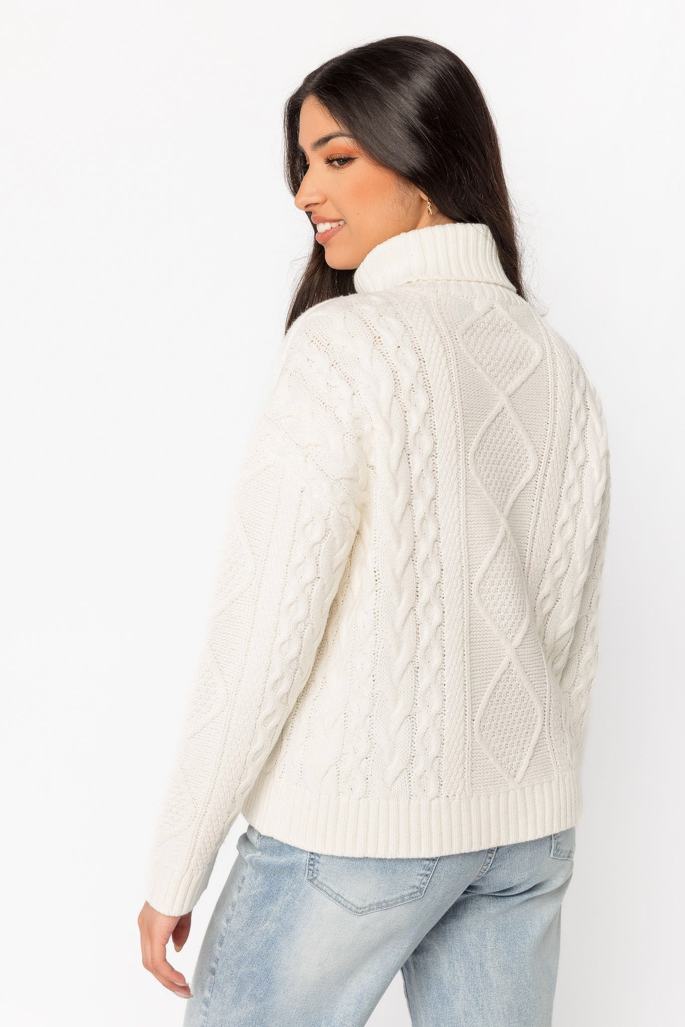 Cable-Knit Turtleneck Sweater