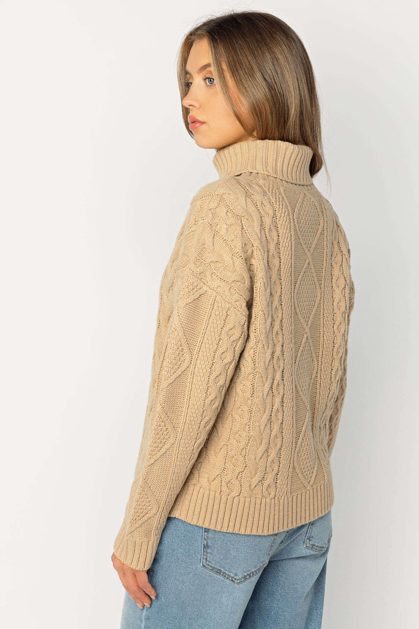 Cable-Knit Turtleneck Sweater