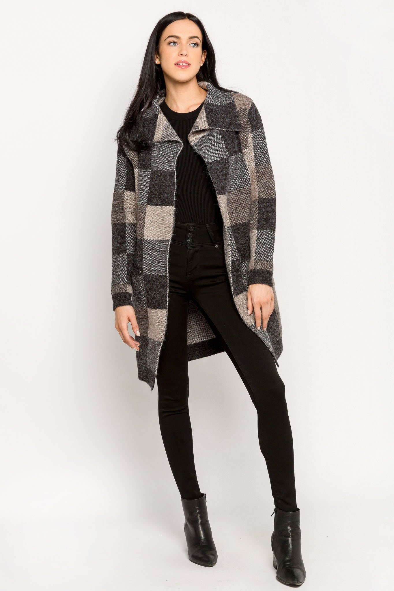 Buffalo Plaid Coatigan with Pockets