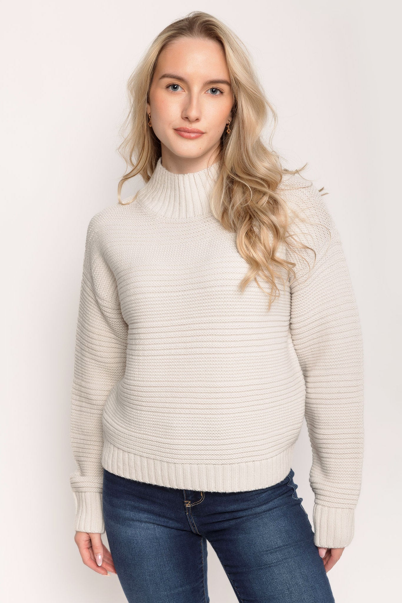 Horizontal Stitch Mockneck Sweater