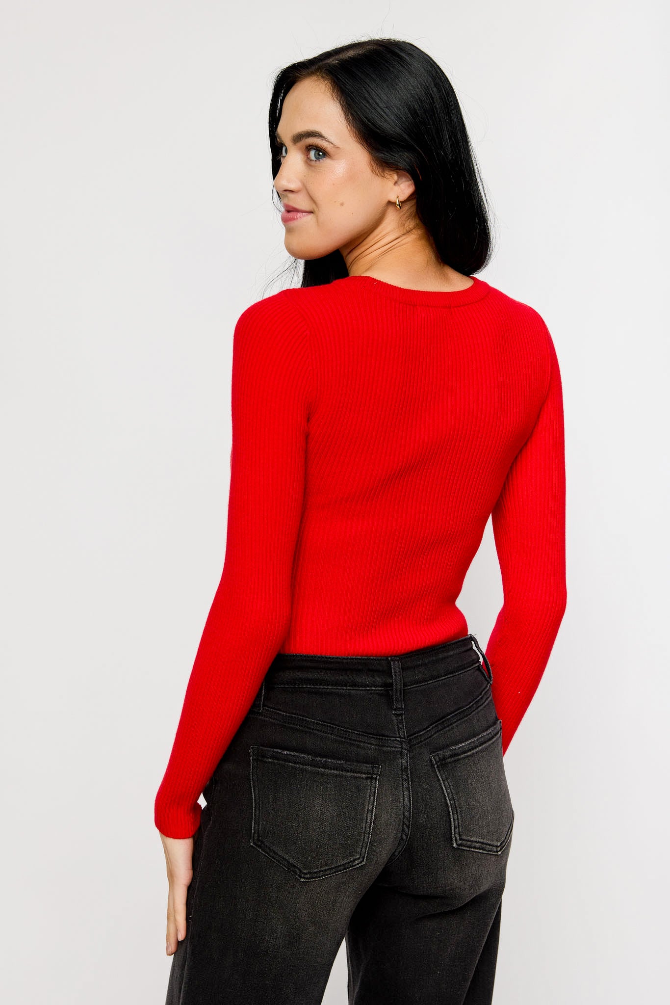 Ribbed Cutout Long sleeve Sweater