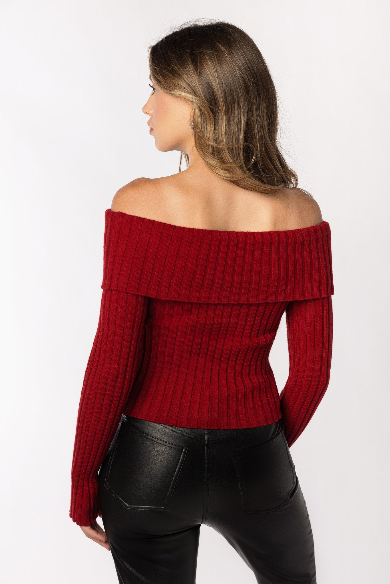 Off Shoulder Ribbed Sweater