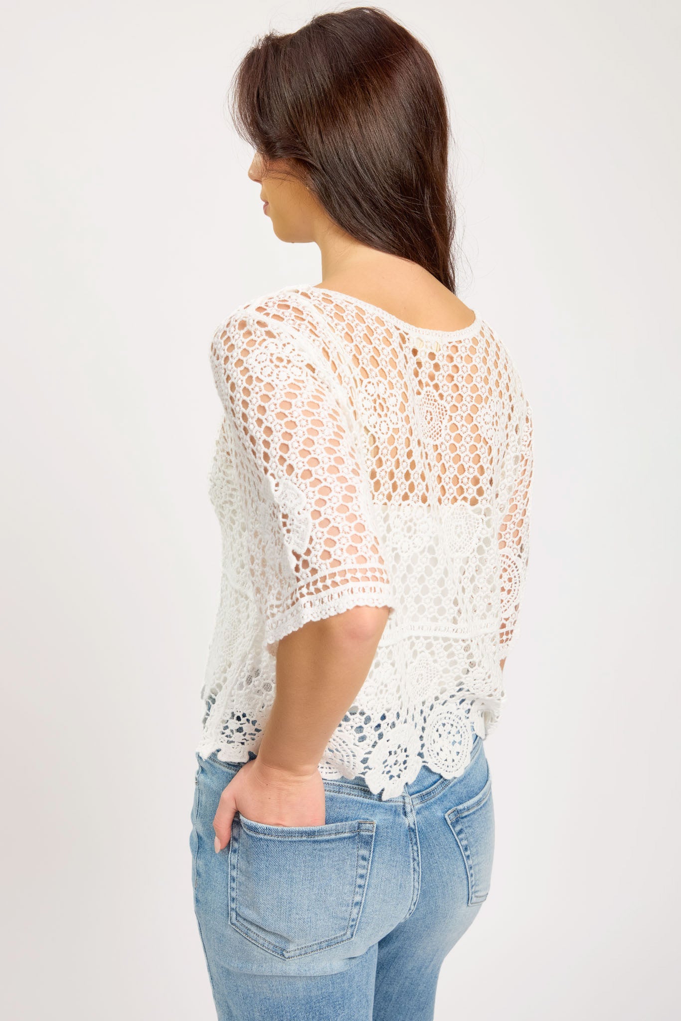 Short Sleeve Crochet Sweater