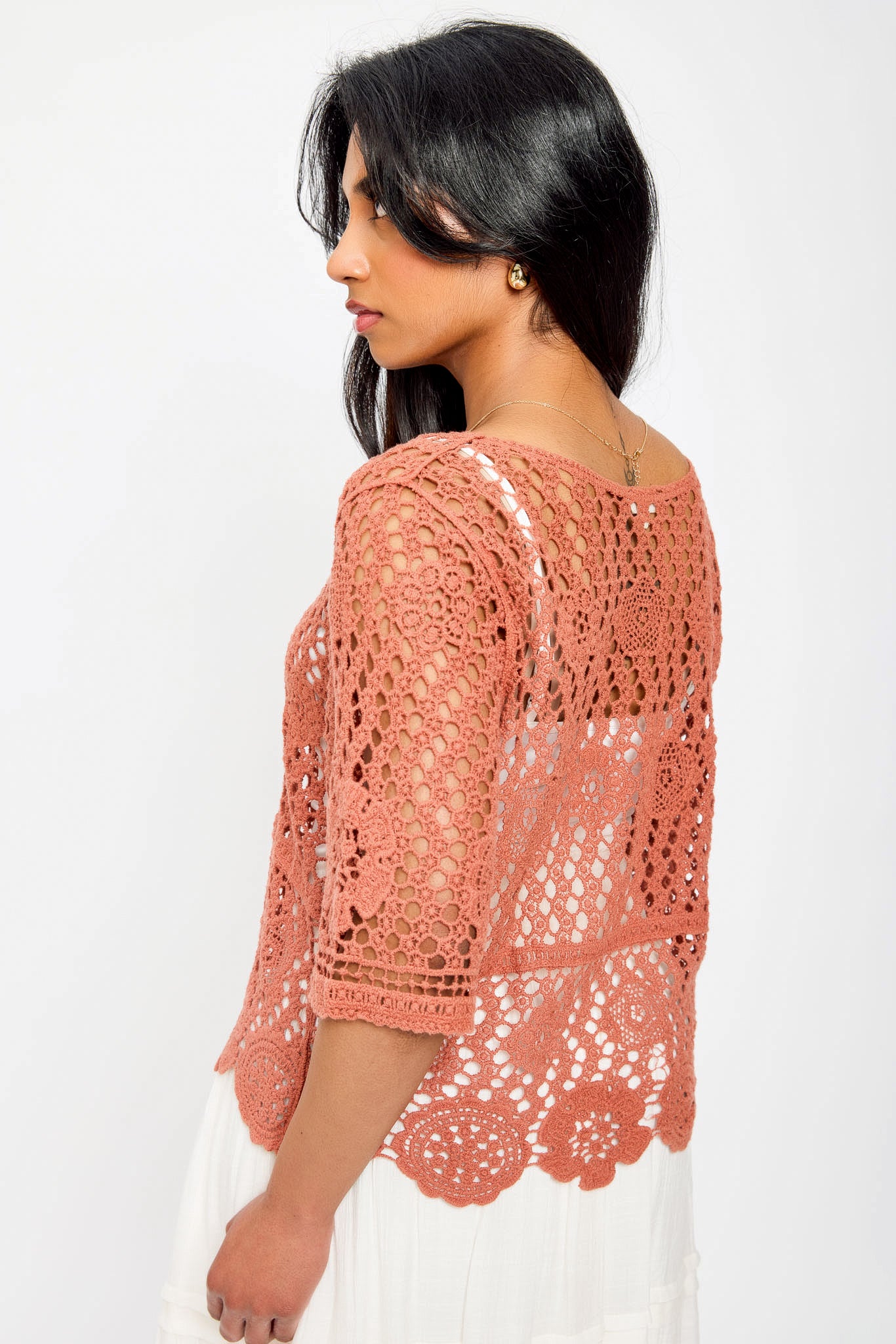 Short Sleeve Crochet Sweater