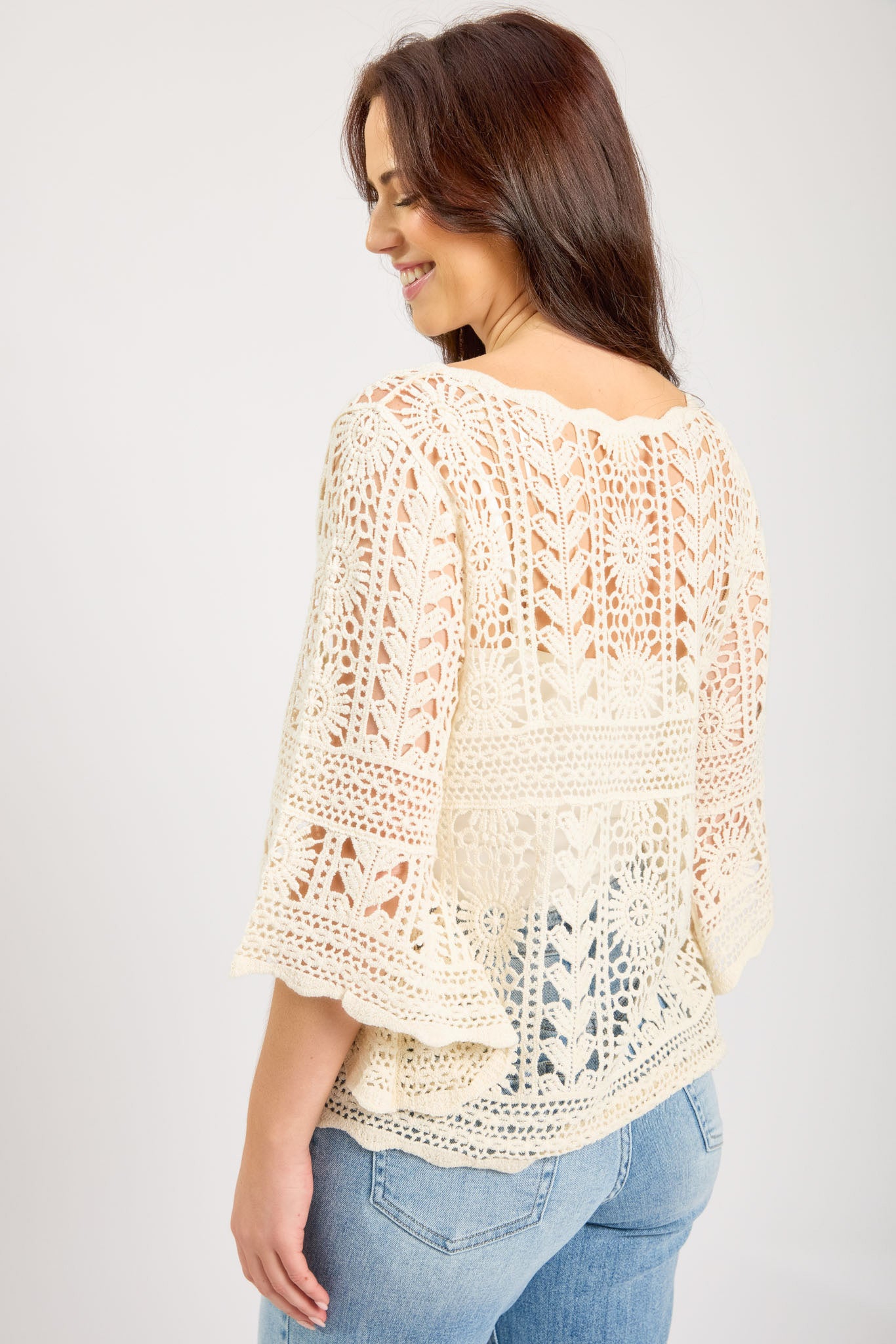 Crochet Bell-Sleeve Sweater