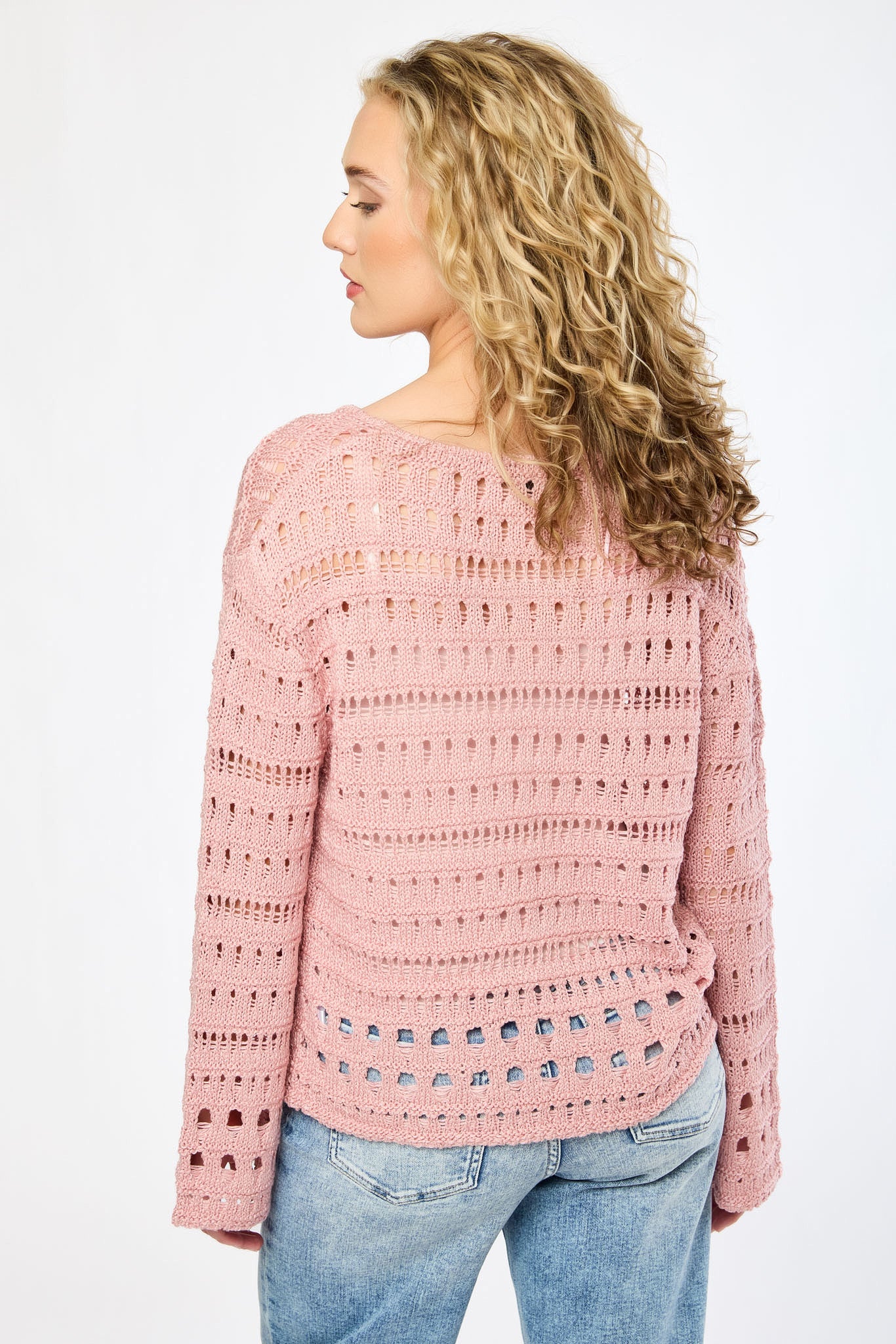 Chandail ajouré à col en V et manches évasées