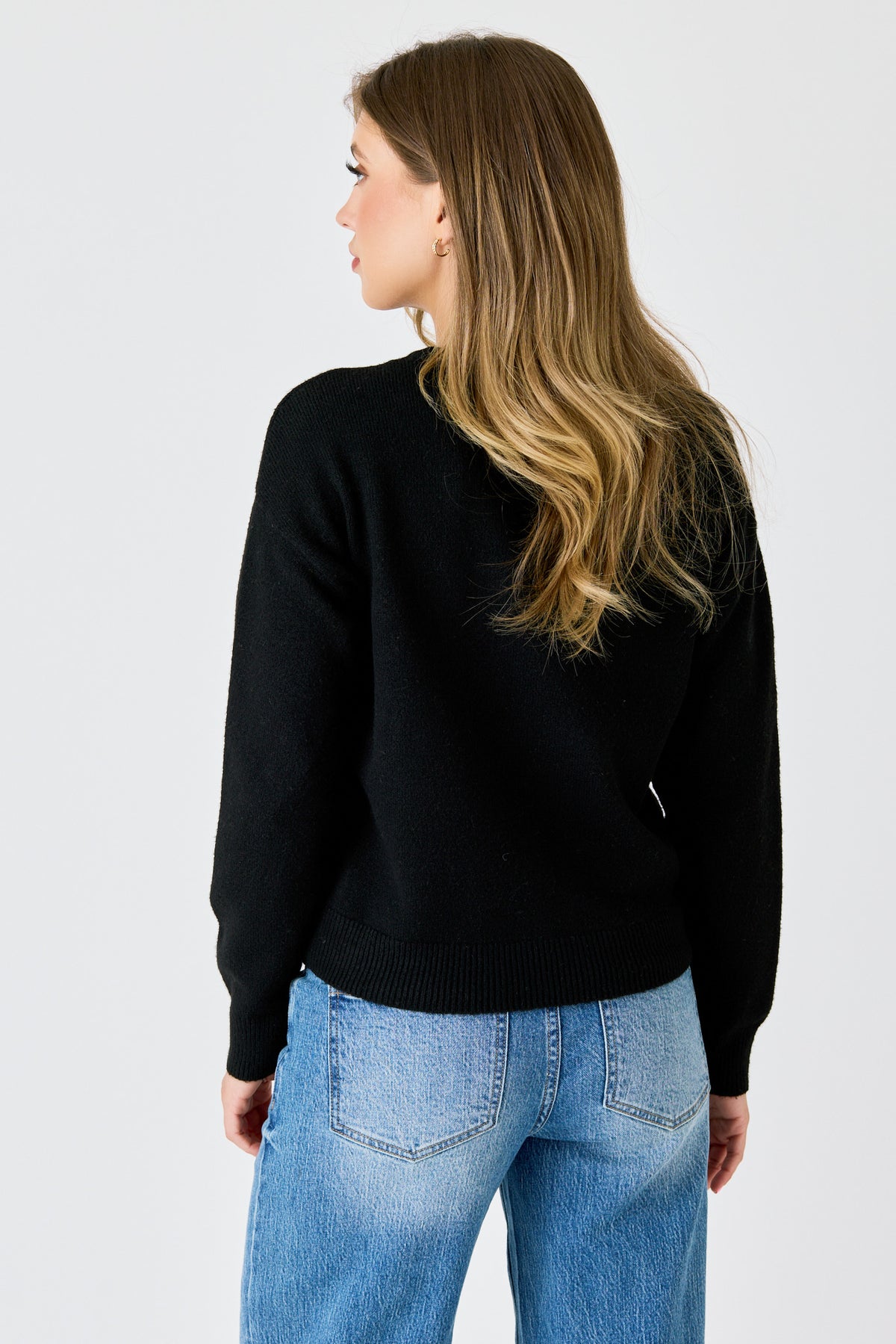 CozyLuxe Button-Front Crewneck Cardigan