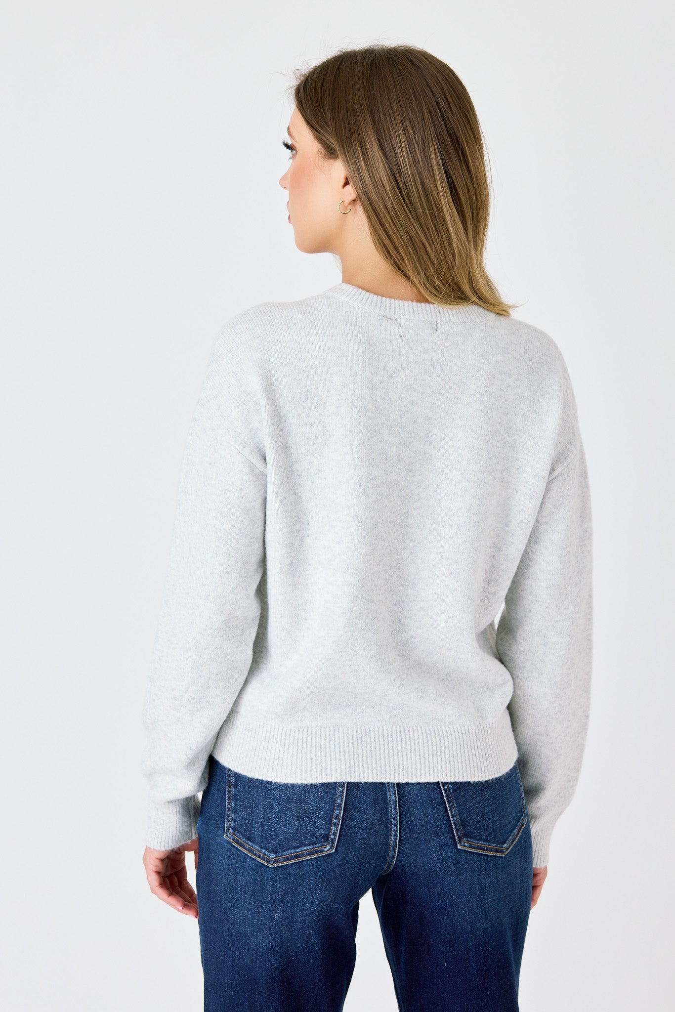 CozyLuxe Button-Front Crewneck Cardigan