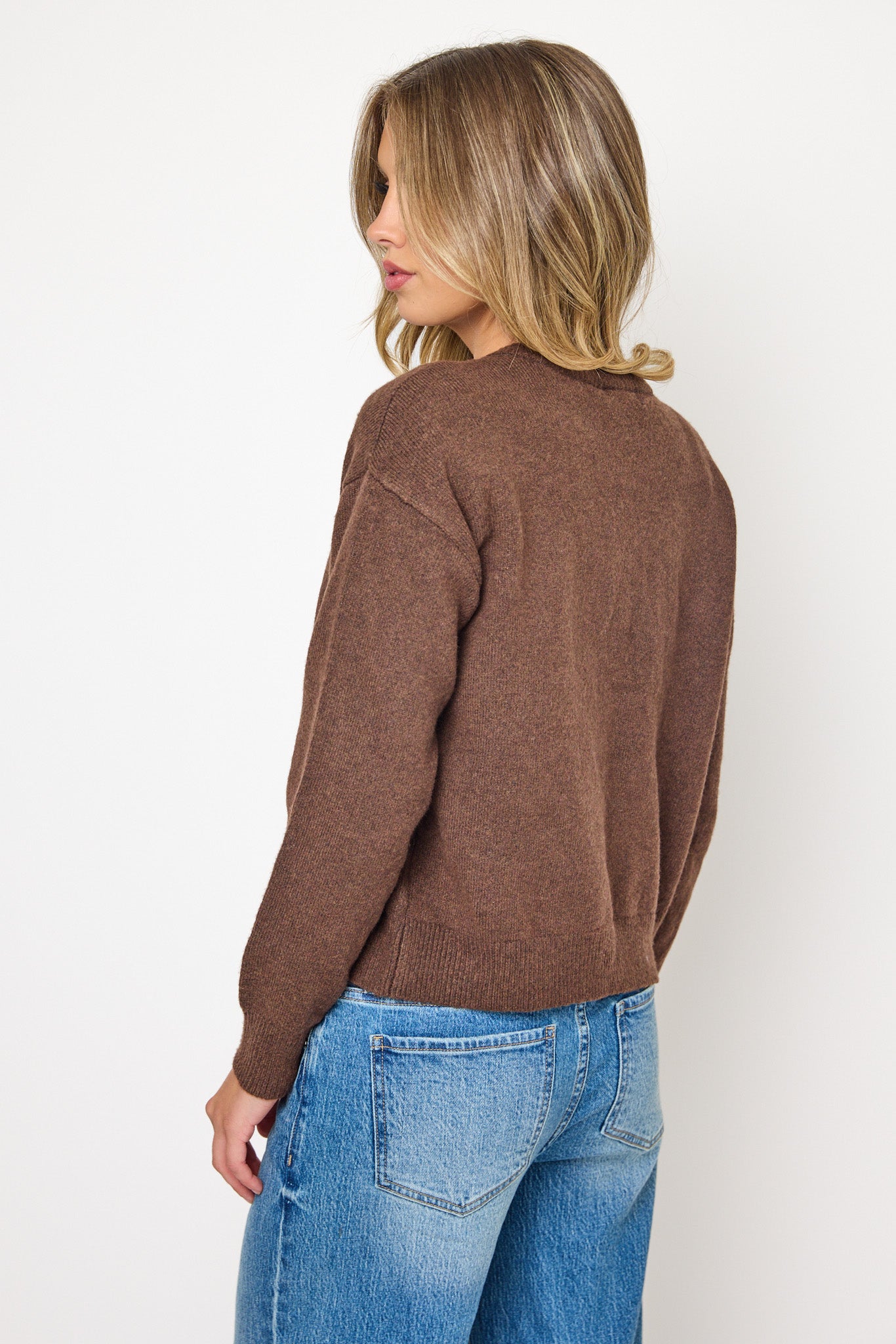 CozyLuxe Button-Front Crewneck Cardigan