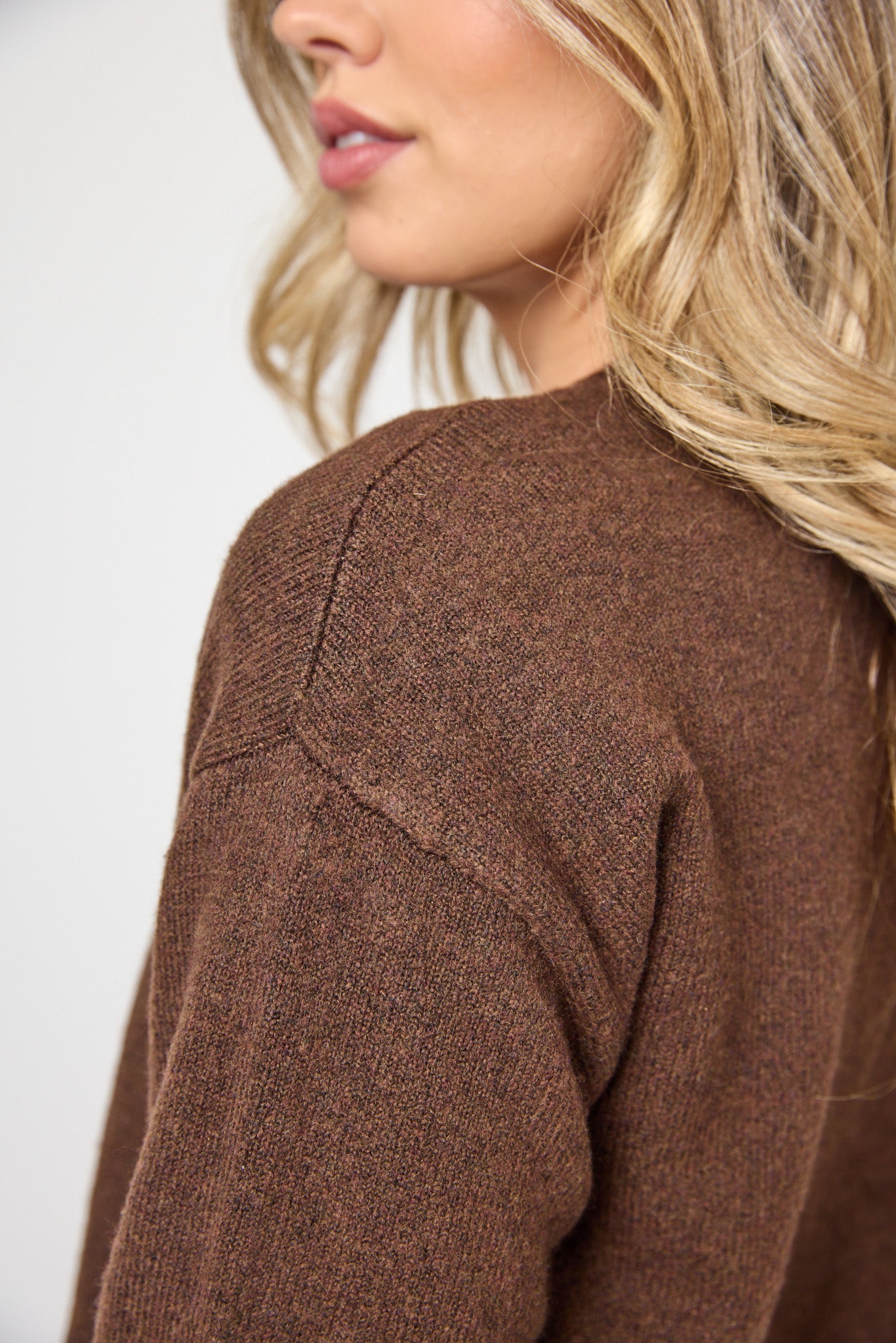 CozyLuxe Button-Front Crewneck Cardigan