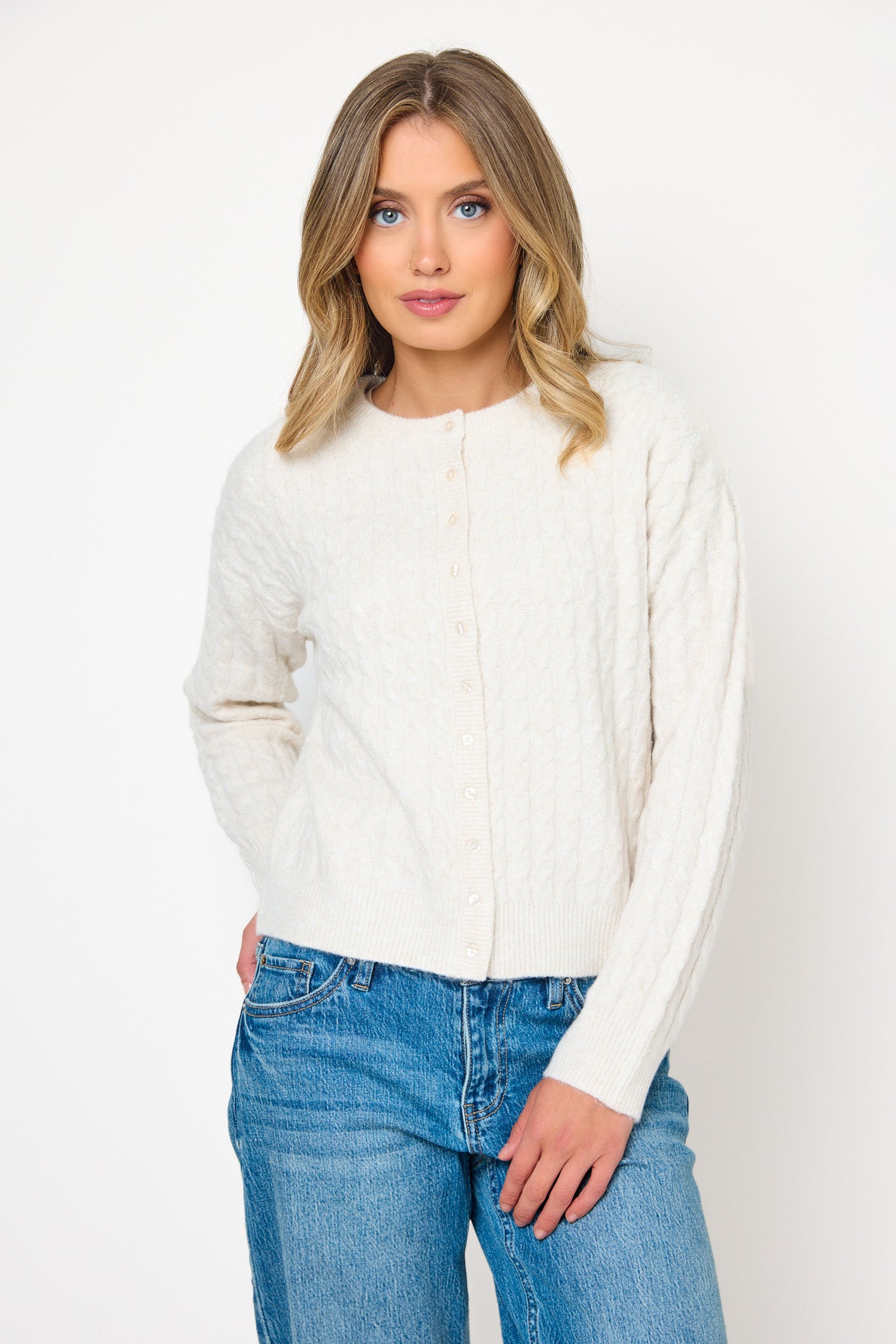 Baby Cable Button Front Cardigan
