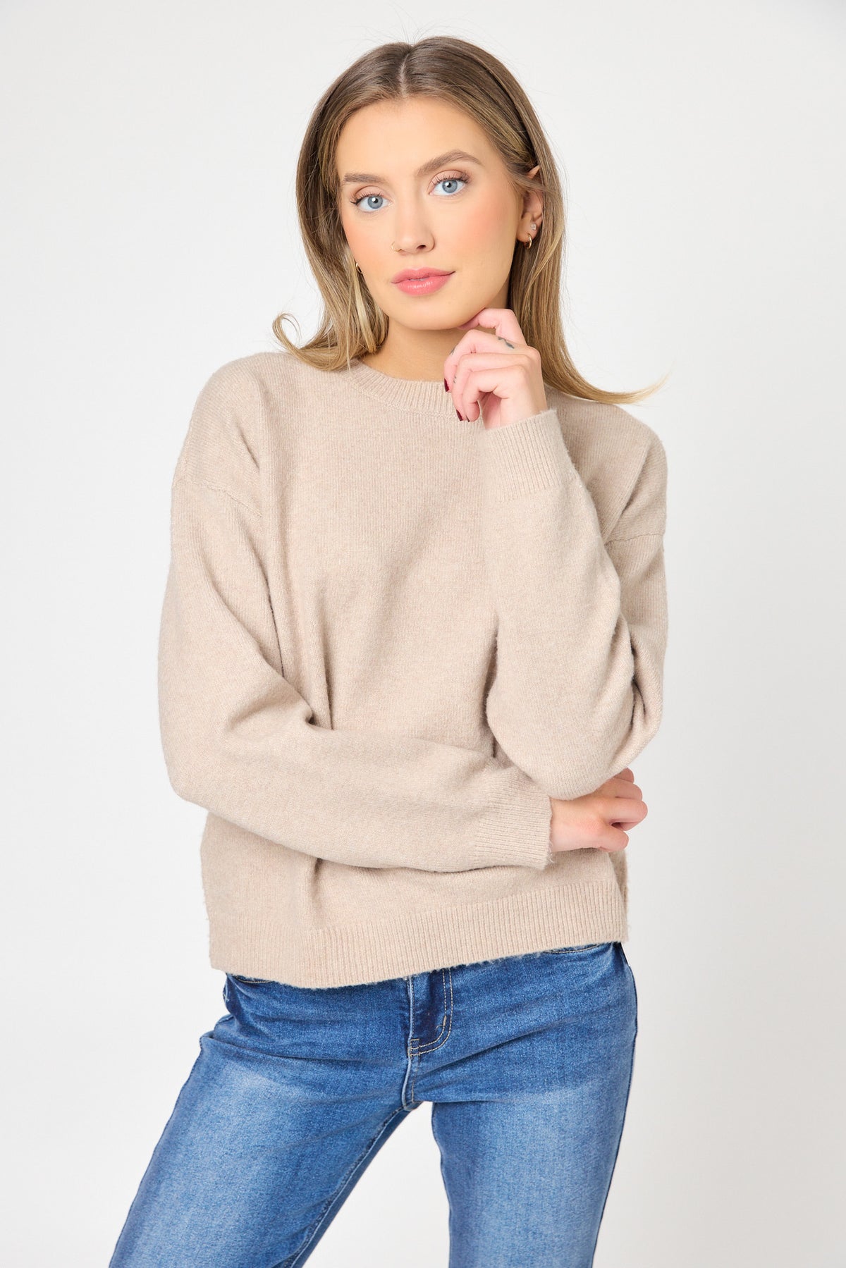 CozyLuxe Crew Neck Long Sleeve Sweater