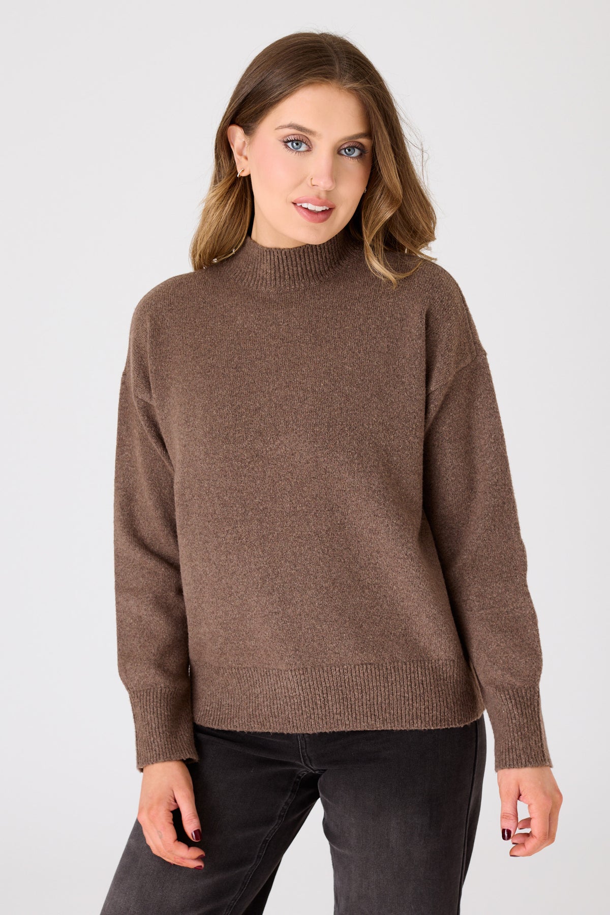 CozyLuxe Mock-Neck Long-Sleeve Sweater