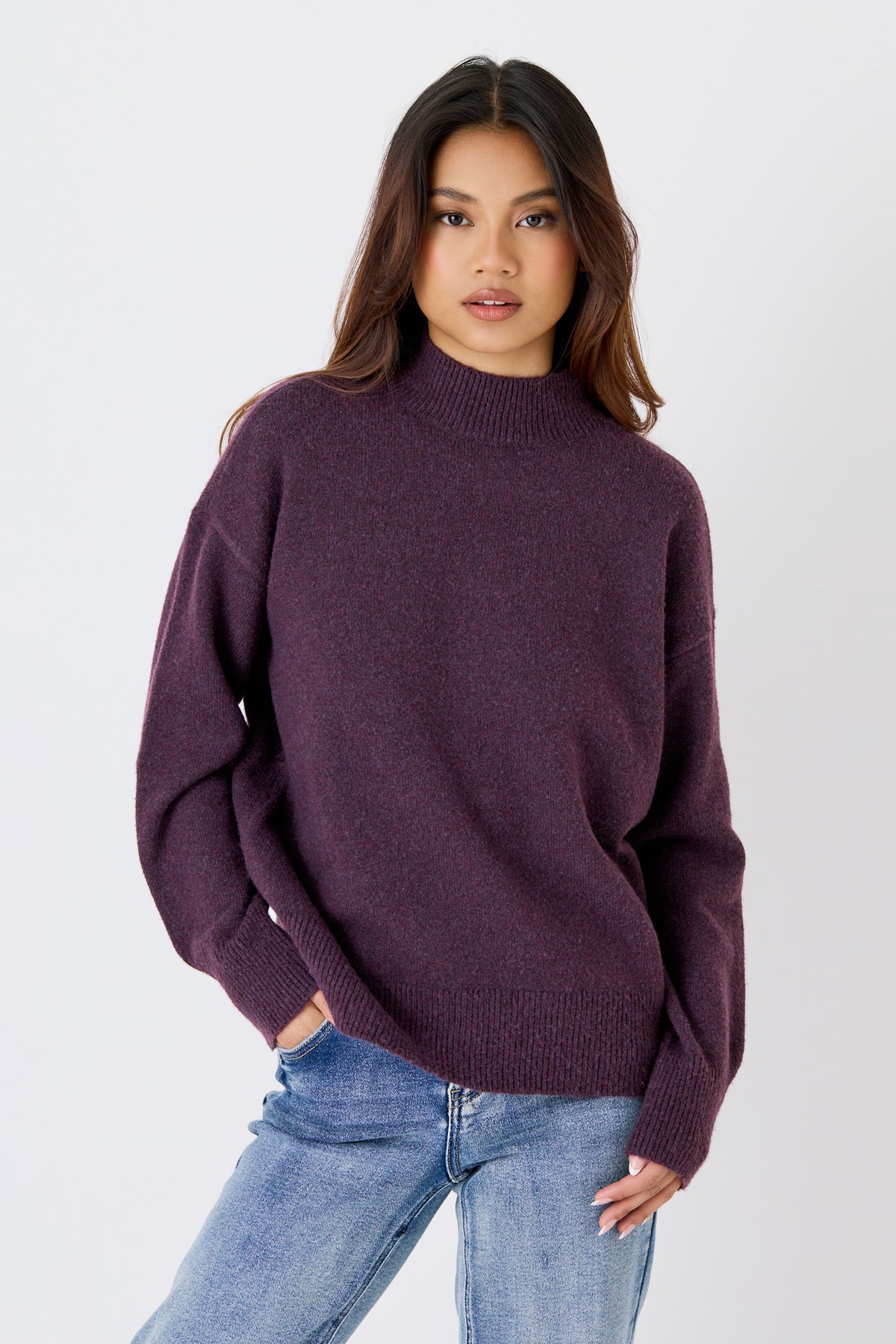 CozyLuxe Mock-Neck Long-Sleeve Sweater