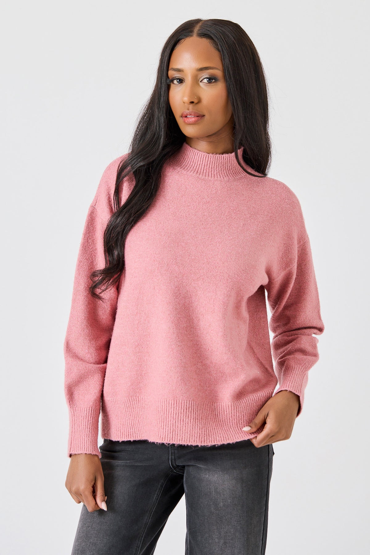 CozyLuxe Mock-Neck Long-Sleeve Sweater