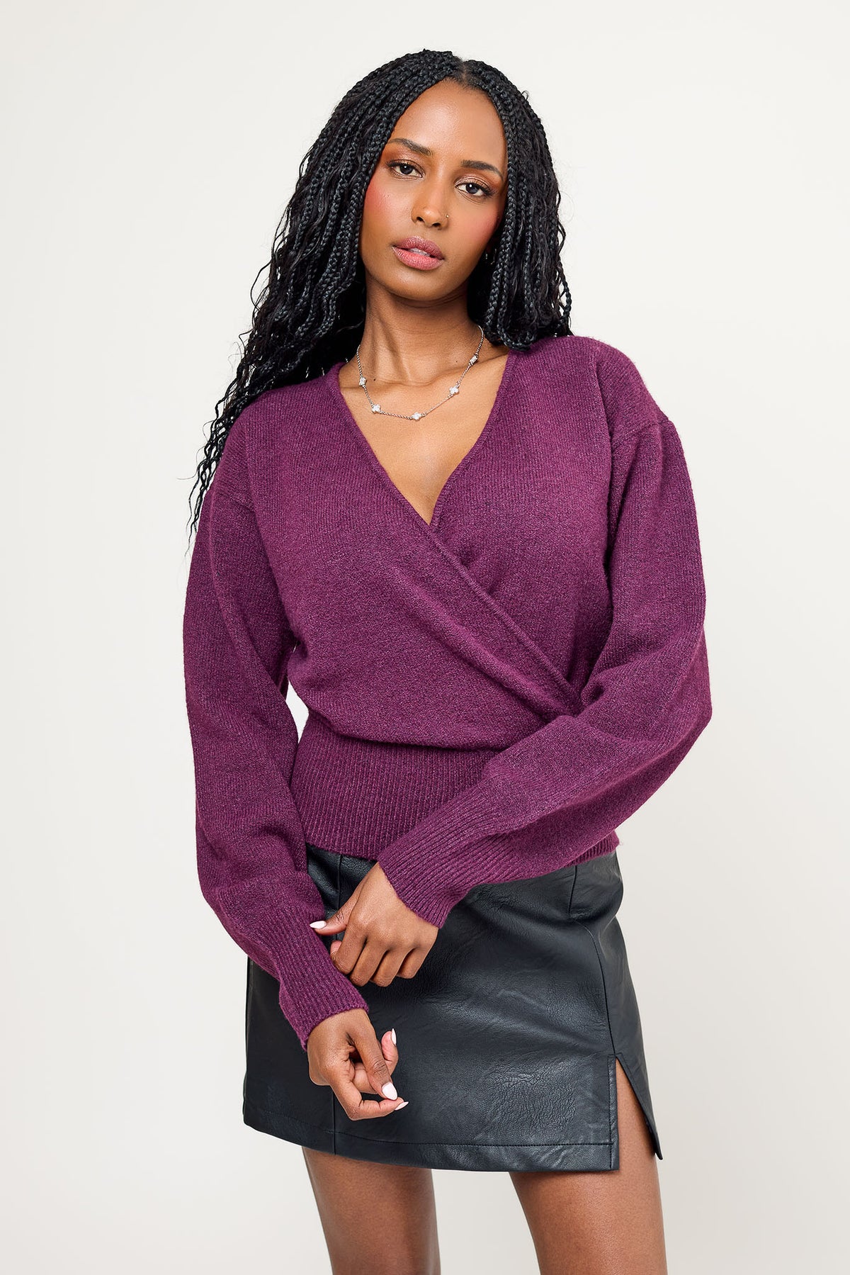 CozyLuxe Long-Sleeve Crossover Sweater