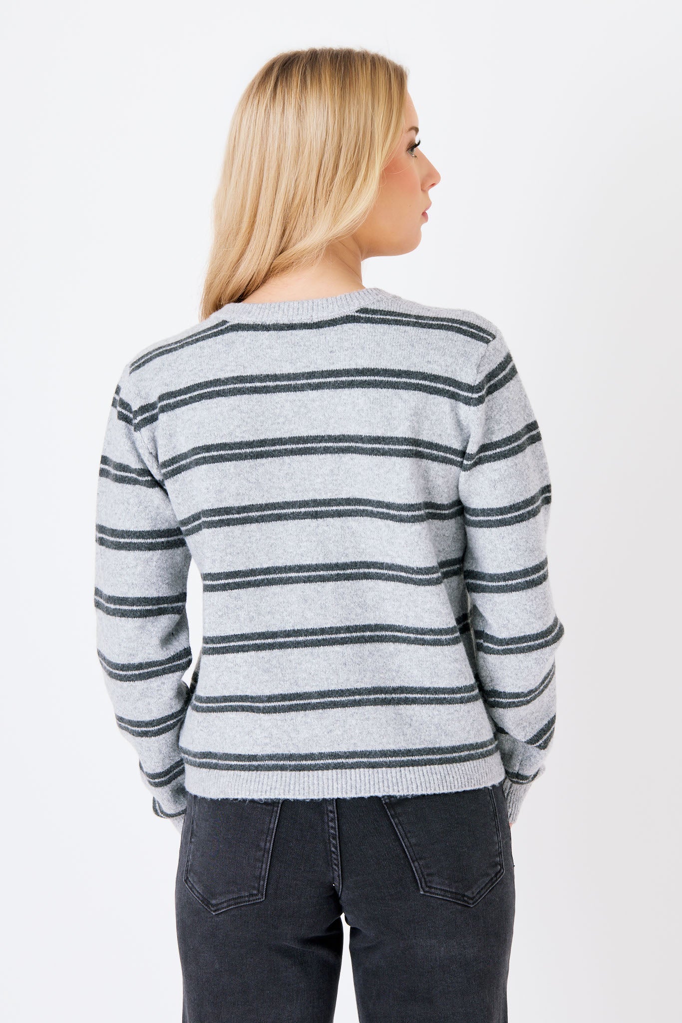Striped Button-Front Cardigan