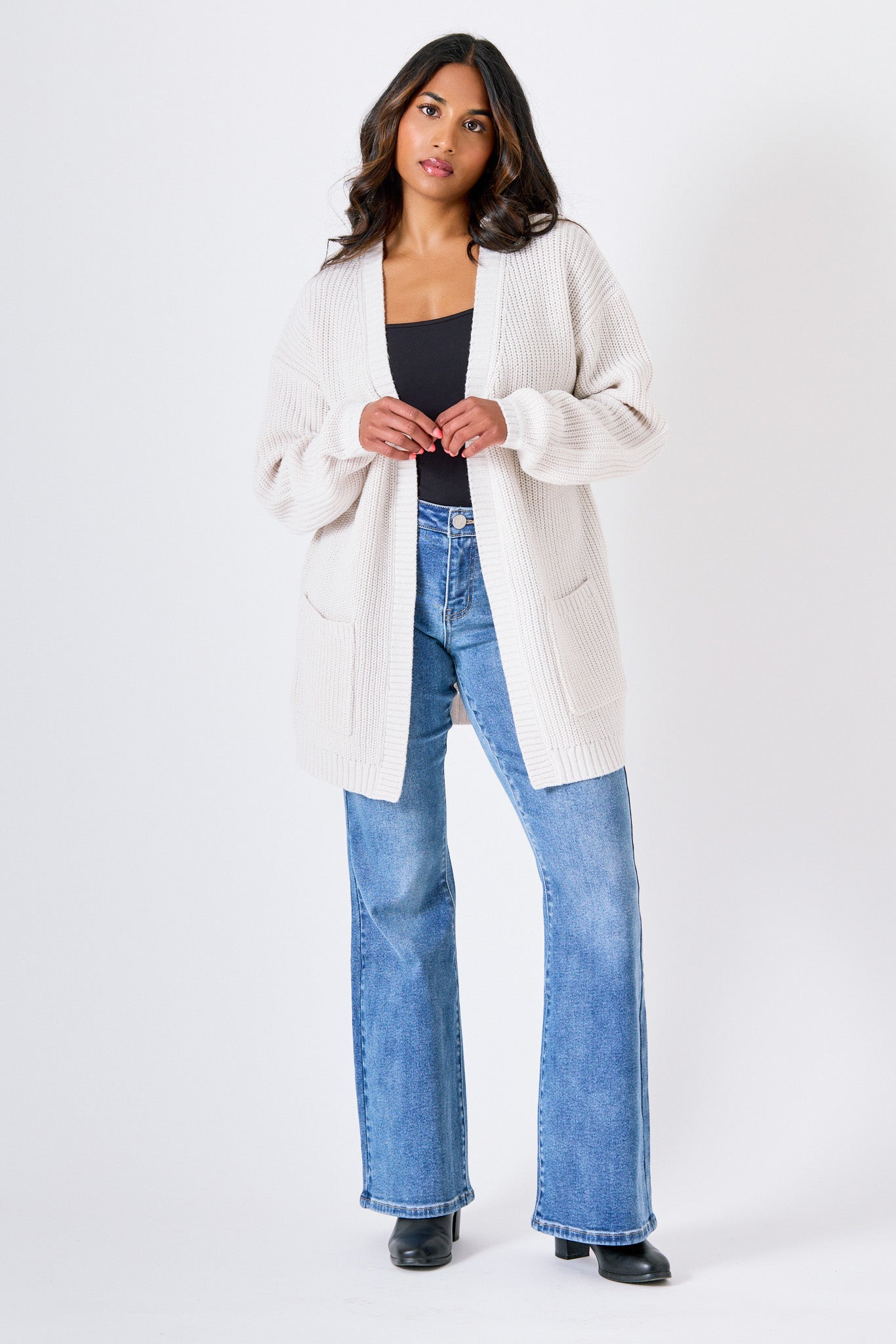 Shaker Knit Open Cardigan
