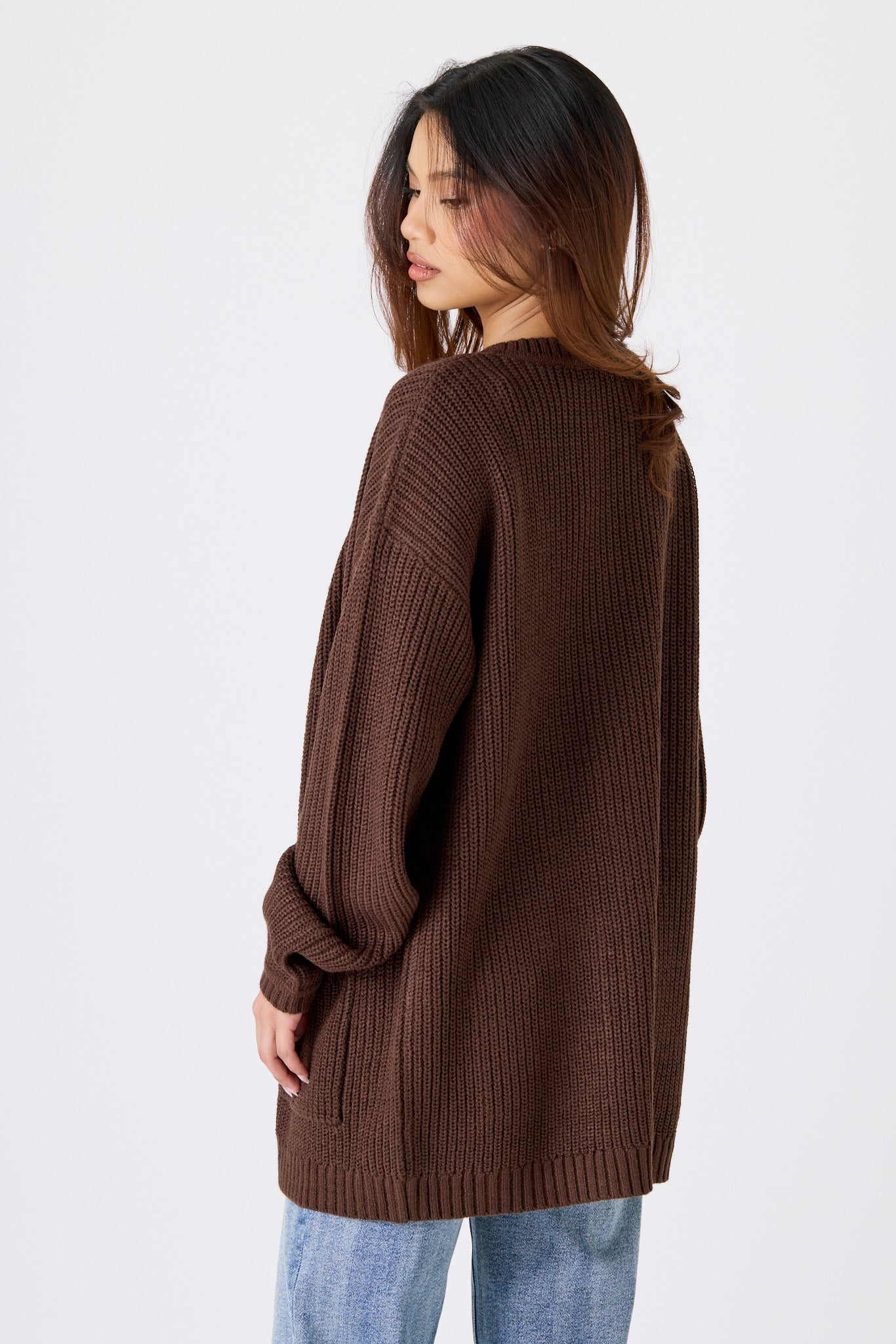 Shaker Knit Open Cardigan