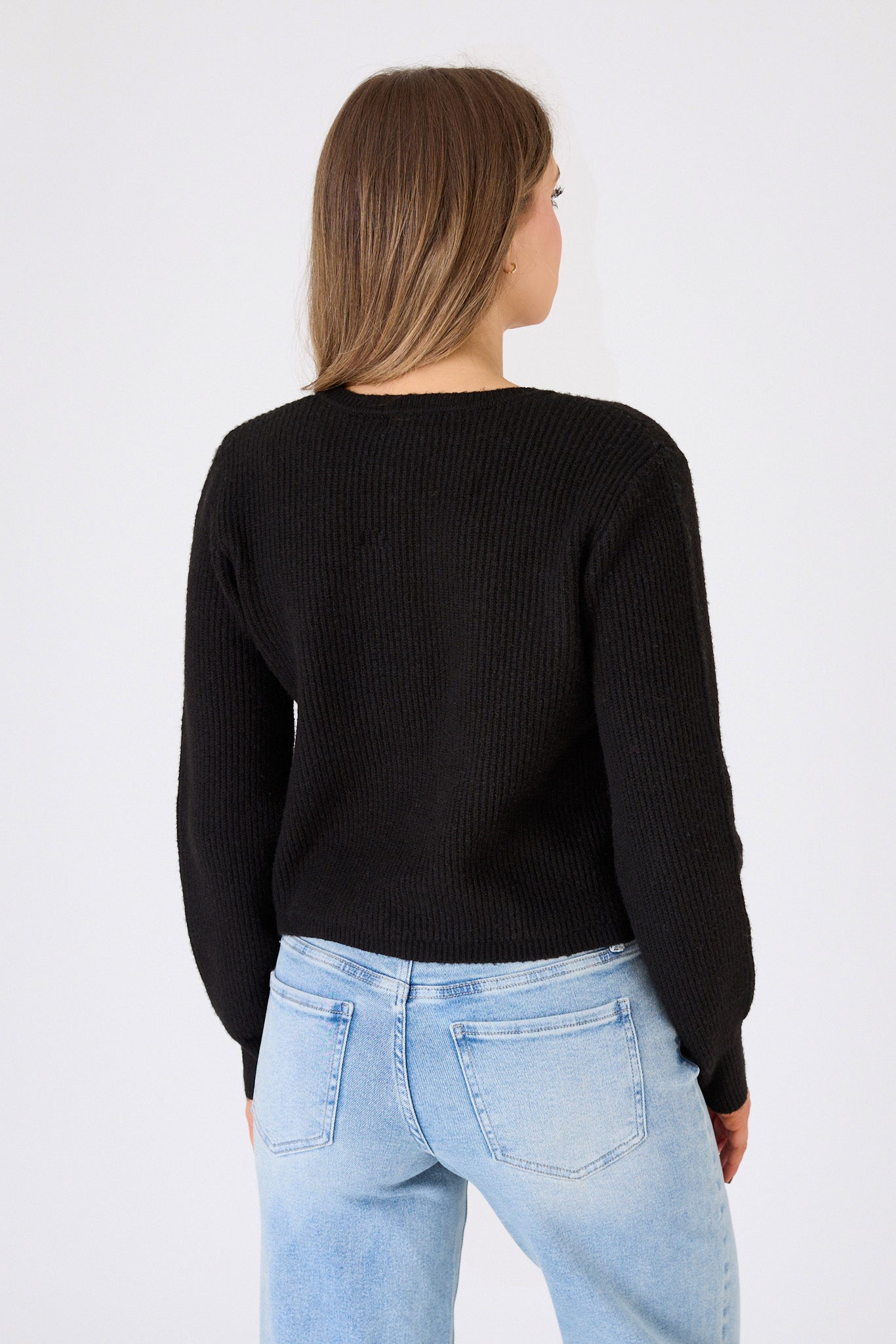 Ribbed Cardigan with Triple Bow Front