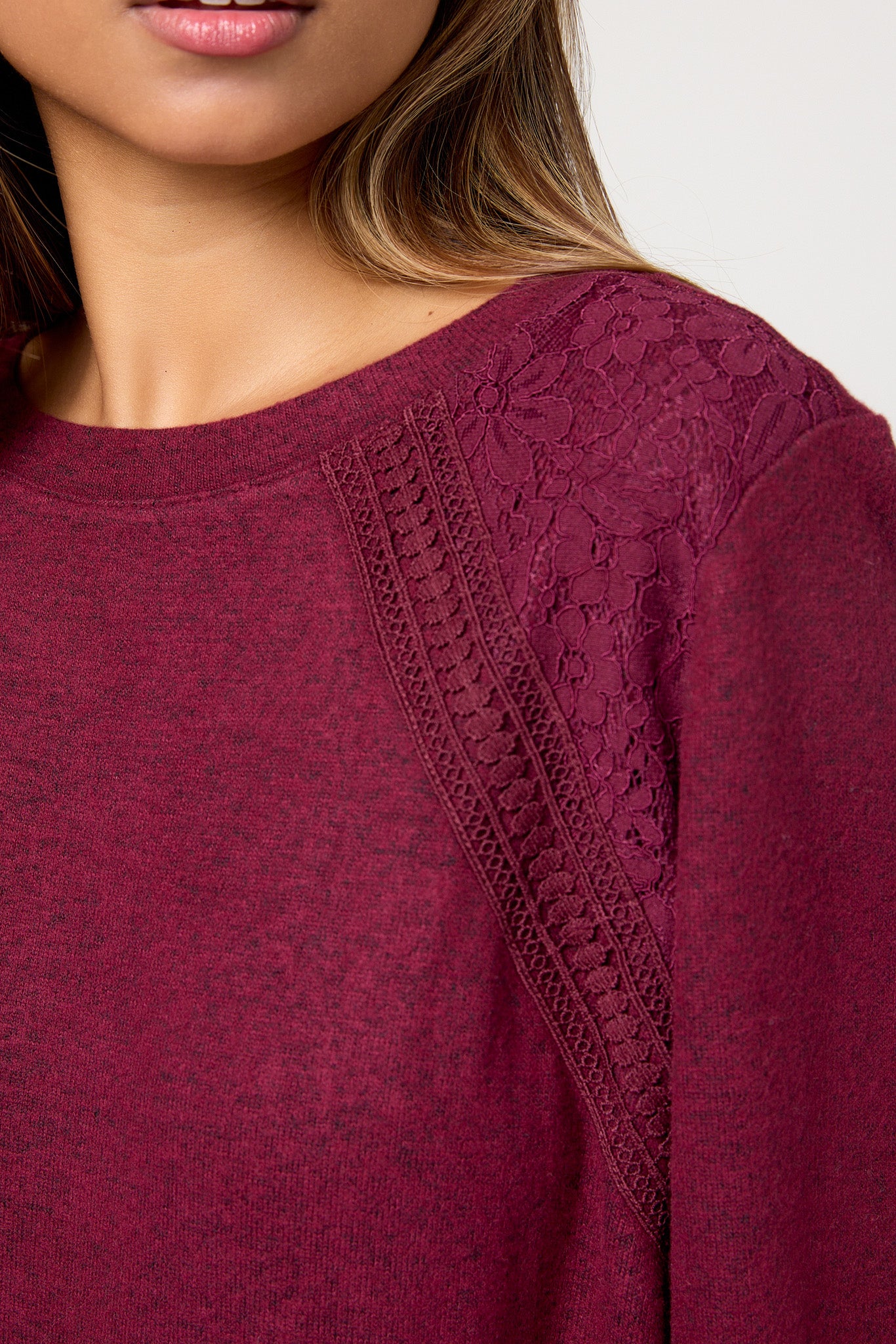 Supersoft Lace-Trim Shirttail Top