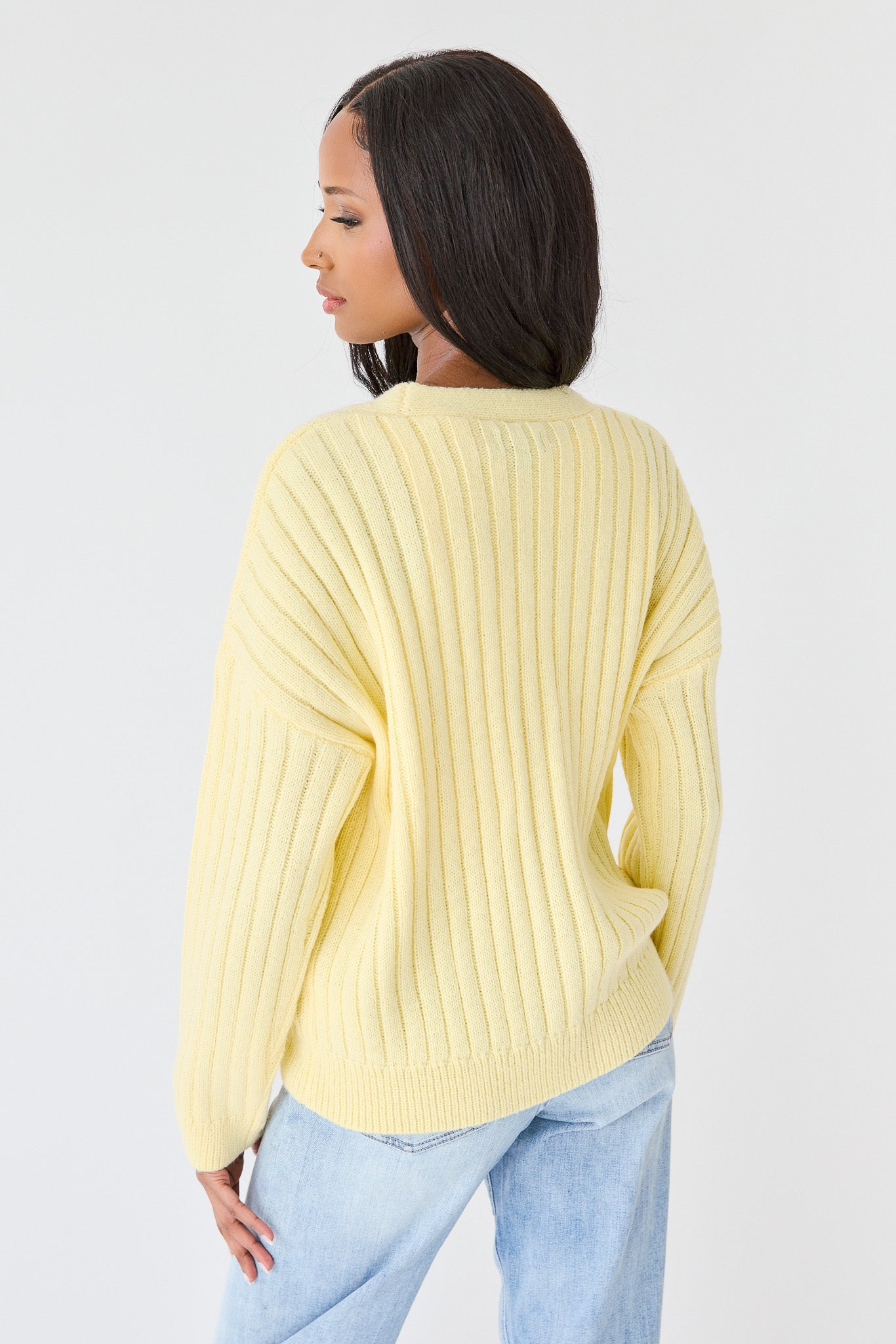 Hairy Ribbed Button-Front Cardigan