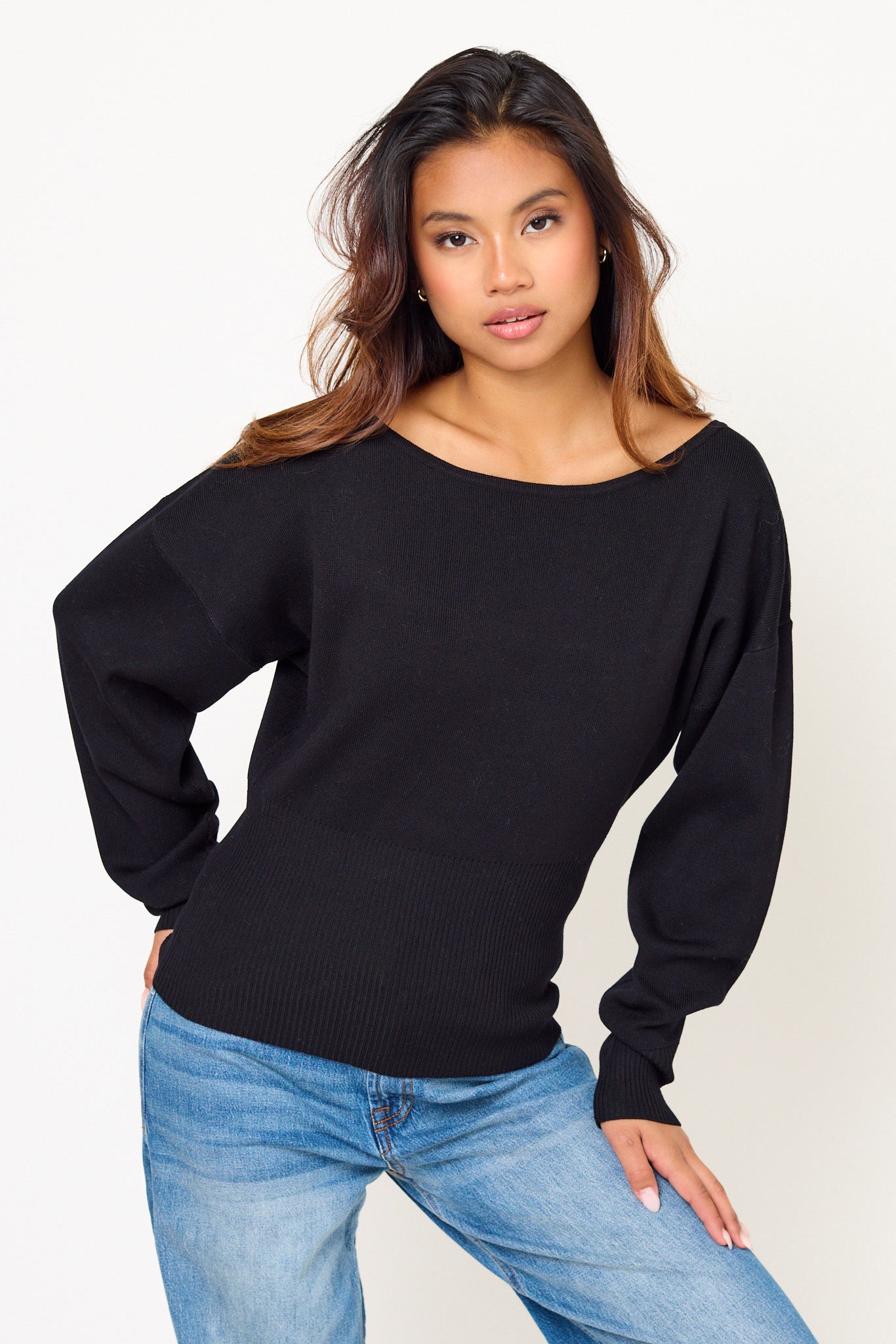 Boatneck Rib Bottom Sweater