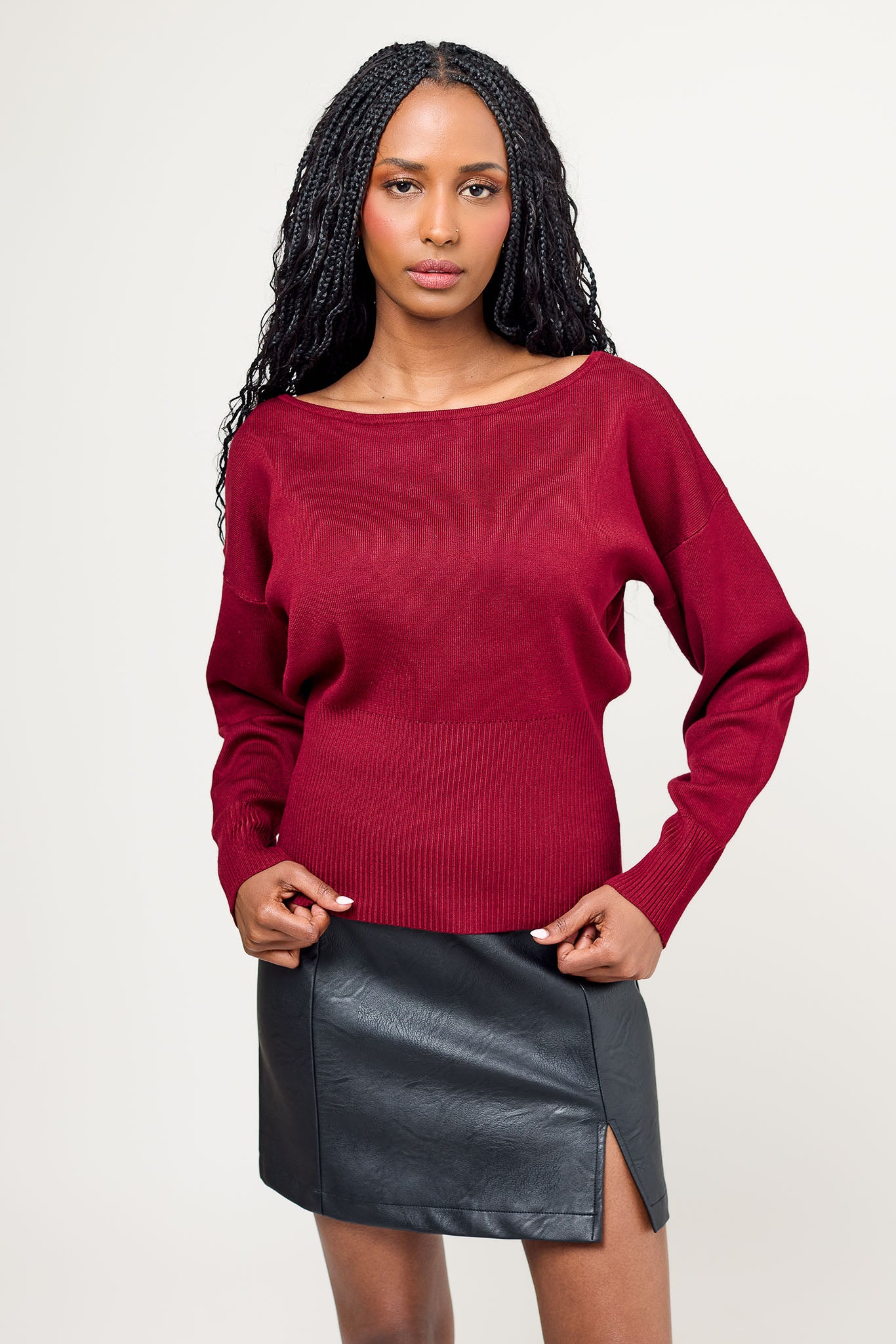Boatneck Rib Bottom Sweater